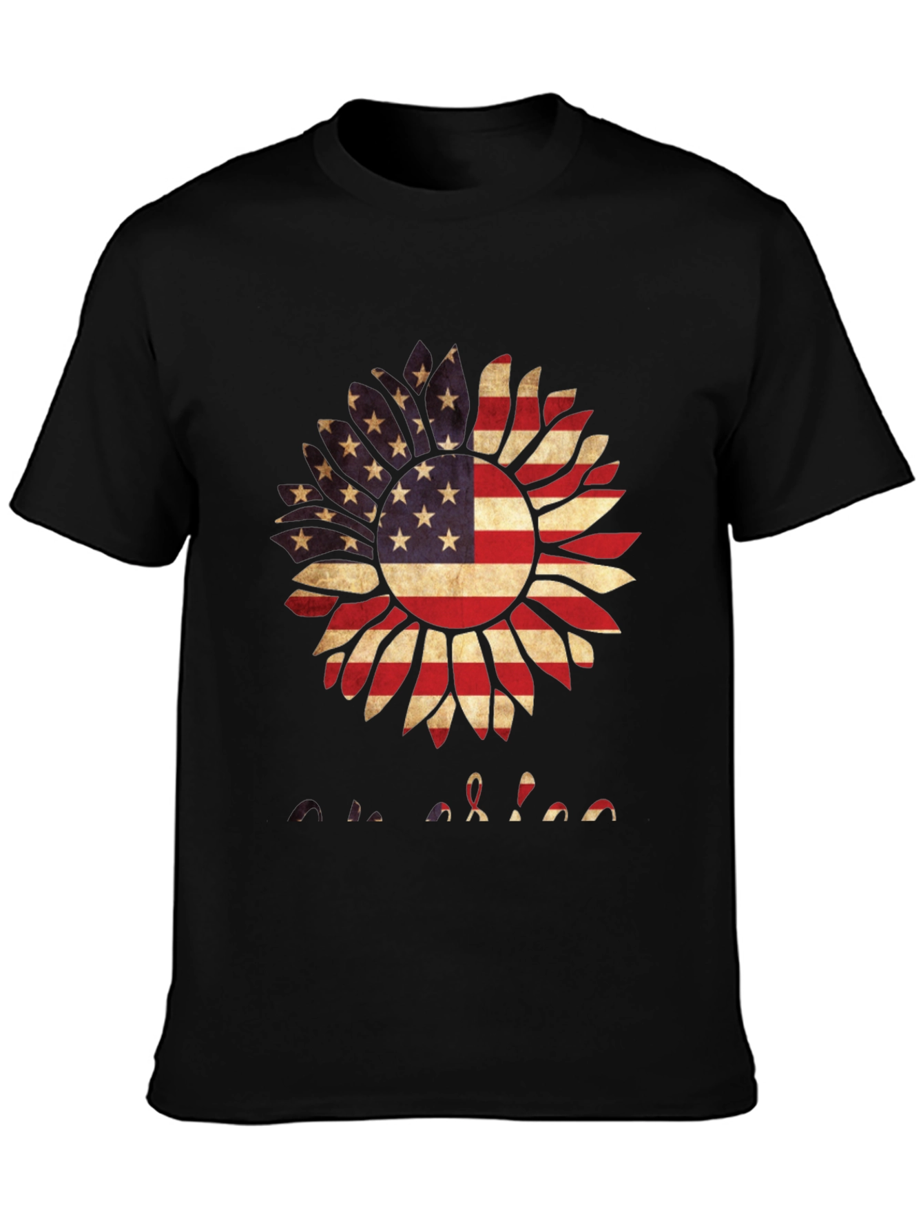 American Flag Sunflower Graphic T-Shirt