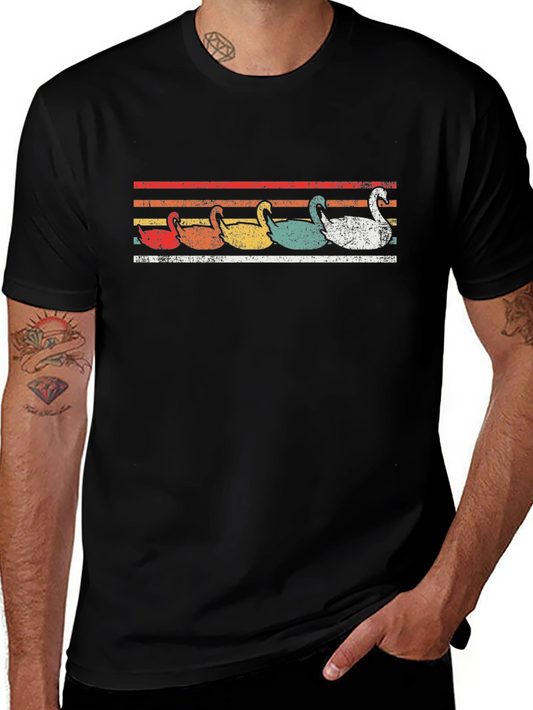 Retro Swan Graphic T-Shirt - Vintage Style