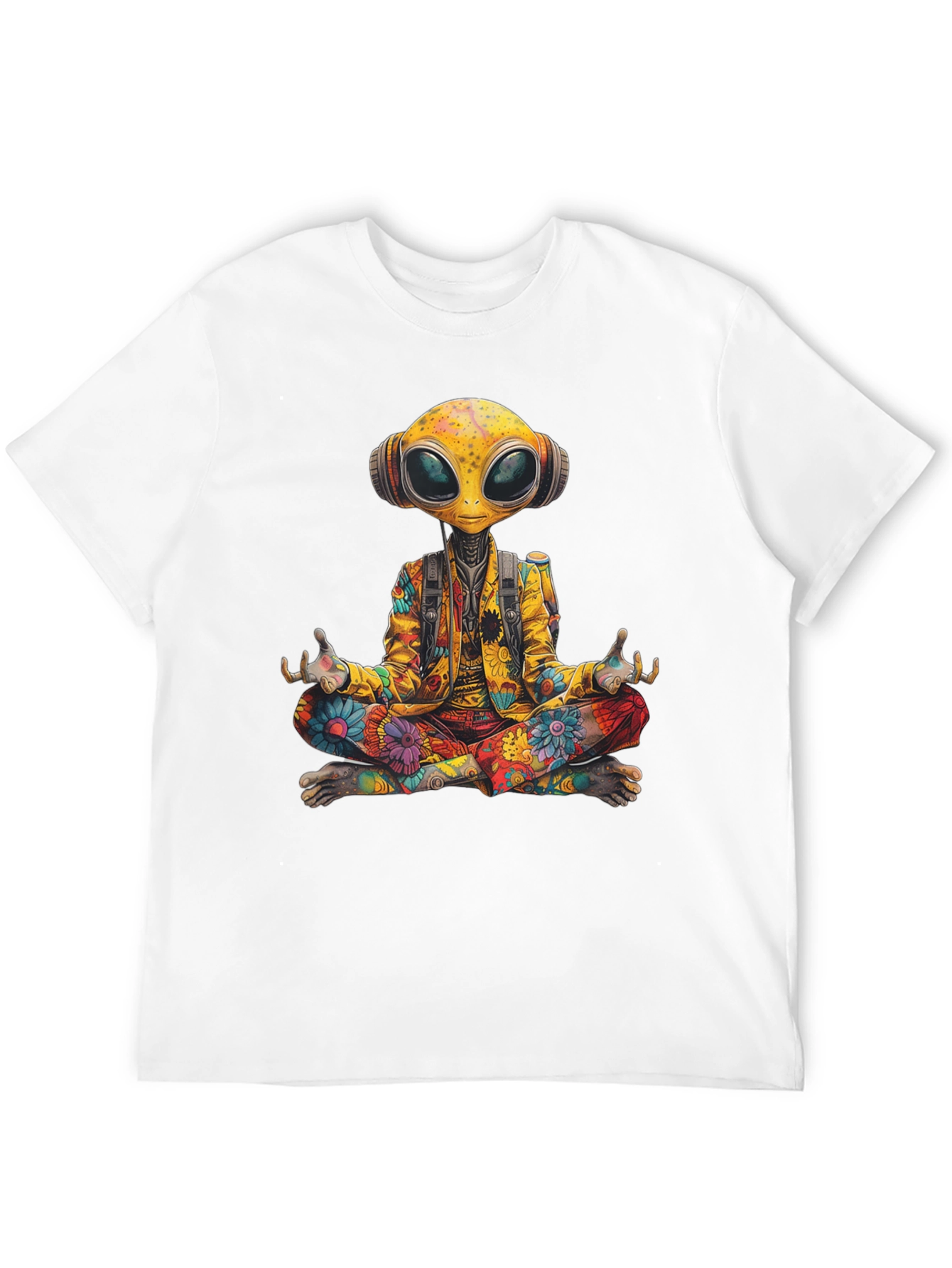 Meditating Alien T-Shirt - Cosmic Comfort