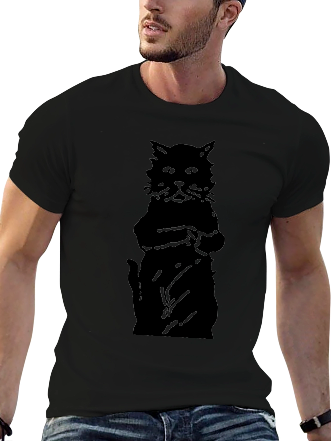 Black Cat Silhouette Mens T-Shirt