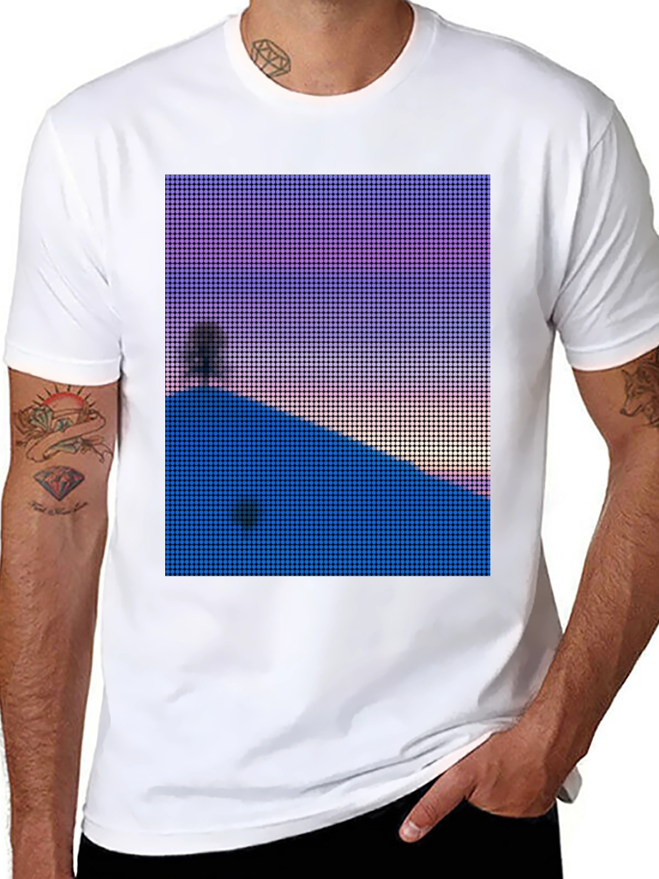 Pixelated Sunset T-Shirt - Unique Graphic Tee
