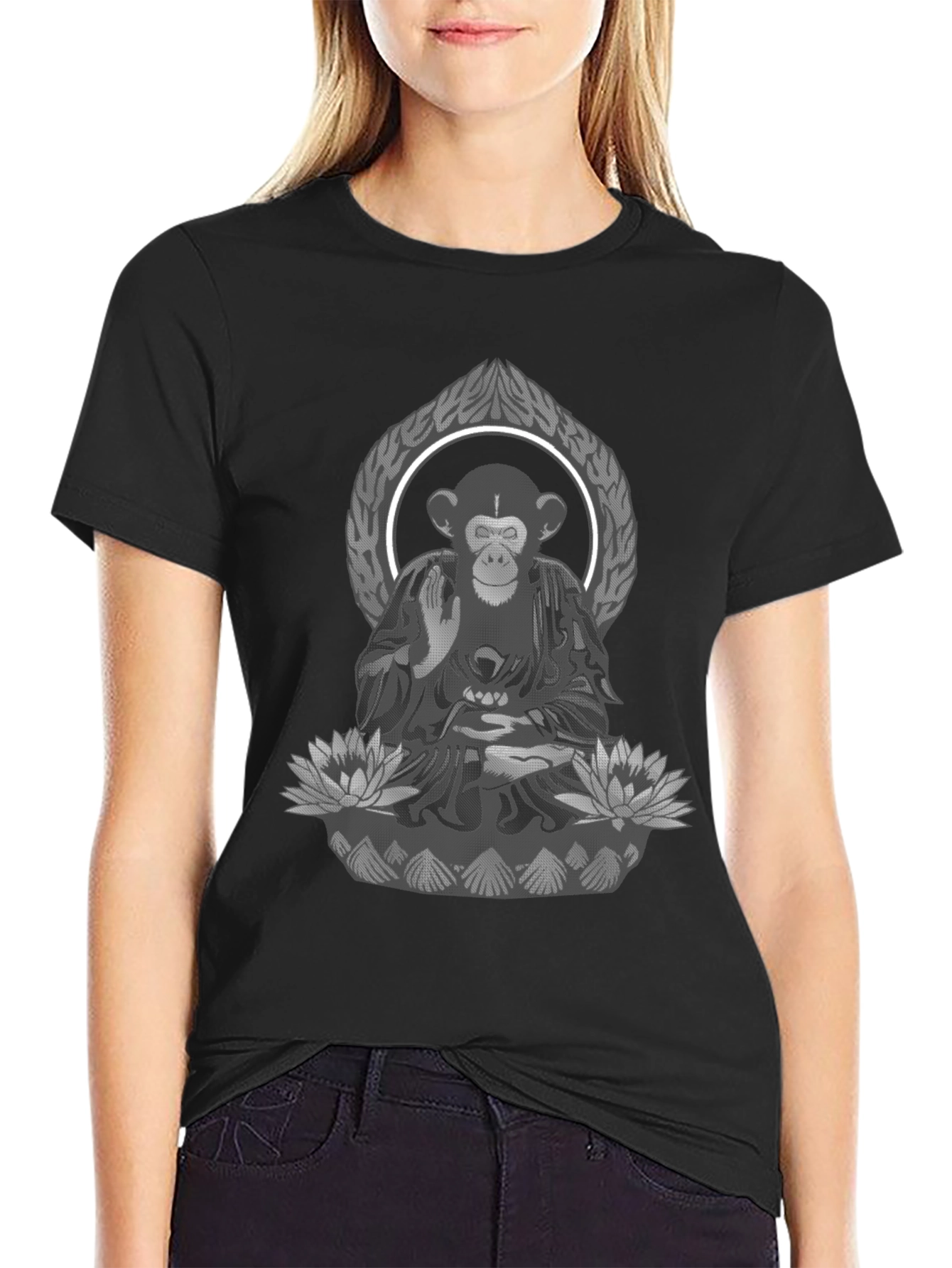 Zen Monkey Graphic Tee - Meditating Chimp T-Shirt