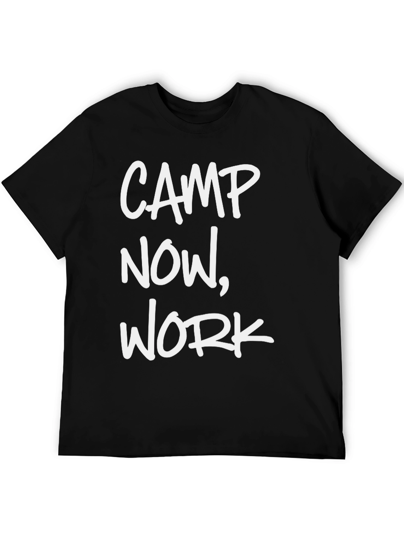 Camp Now Work Later Black Graphic Tee