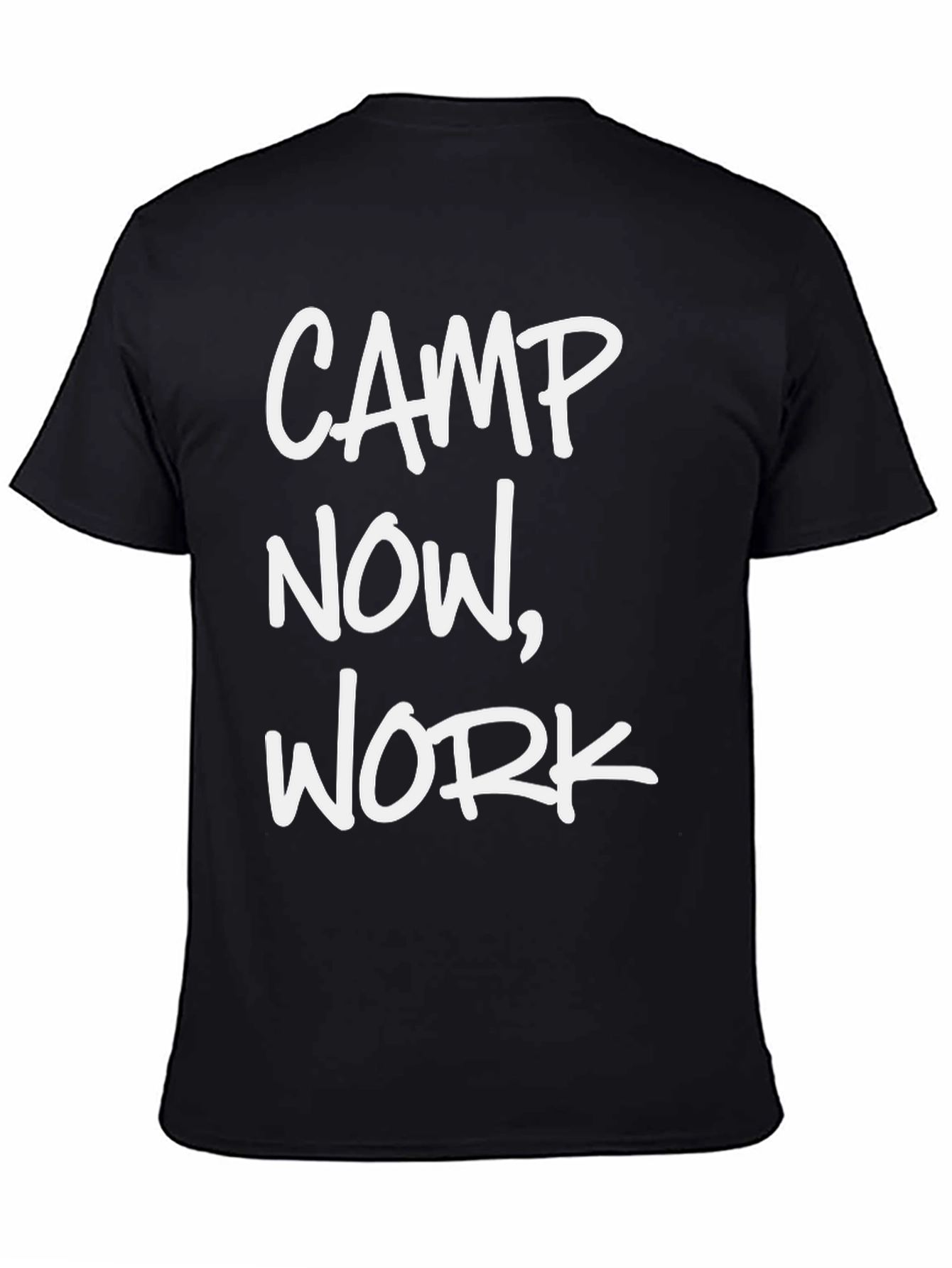 Camp Now Work Later Black Graphic Tee