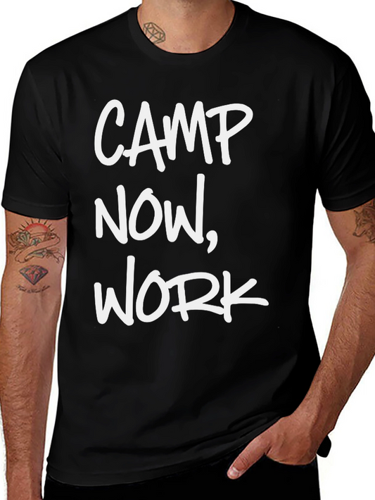 Camp Now Work Later Black Graphic Tee