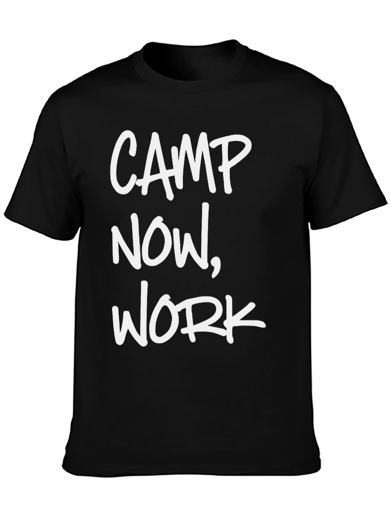 Camp Now Work Later Black Graphic Tee
