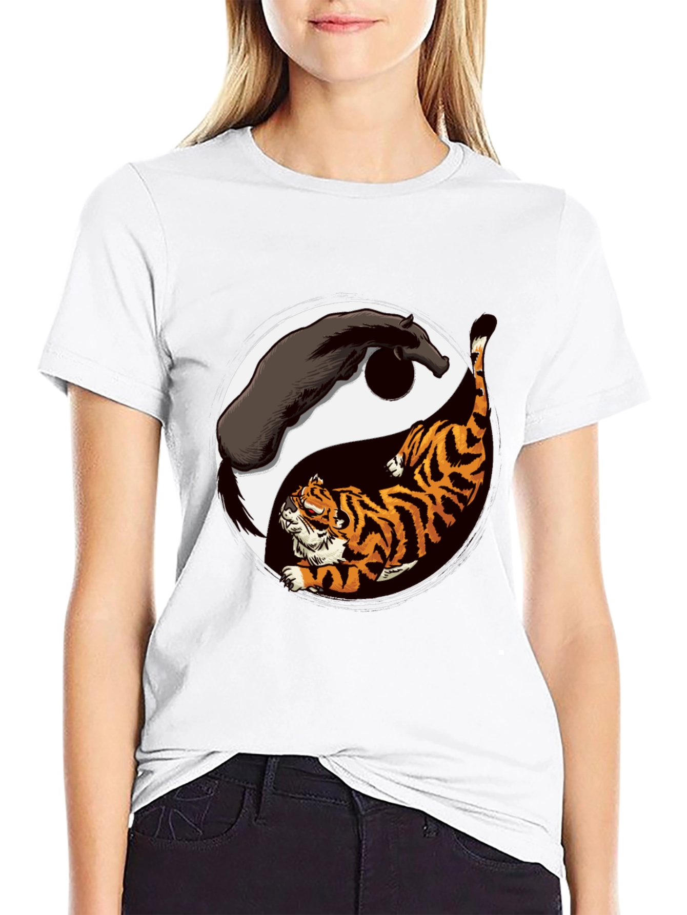 Yin Yang Tiger & Horse Graphic T-Shirt