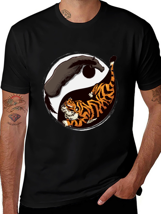 Yin Yang Tiger & Horse Graphic T-Shirt