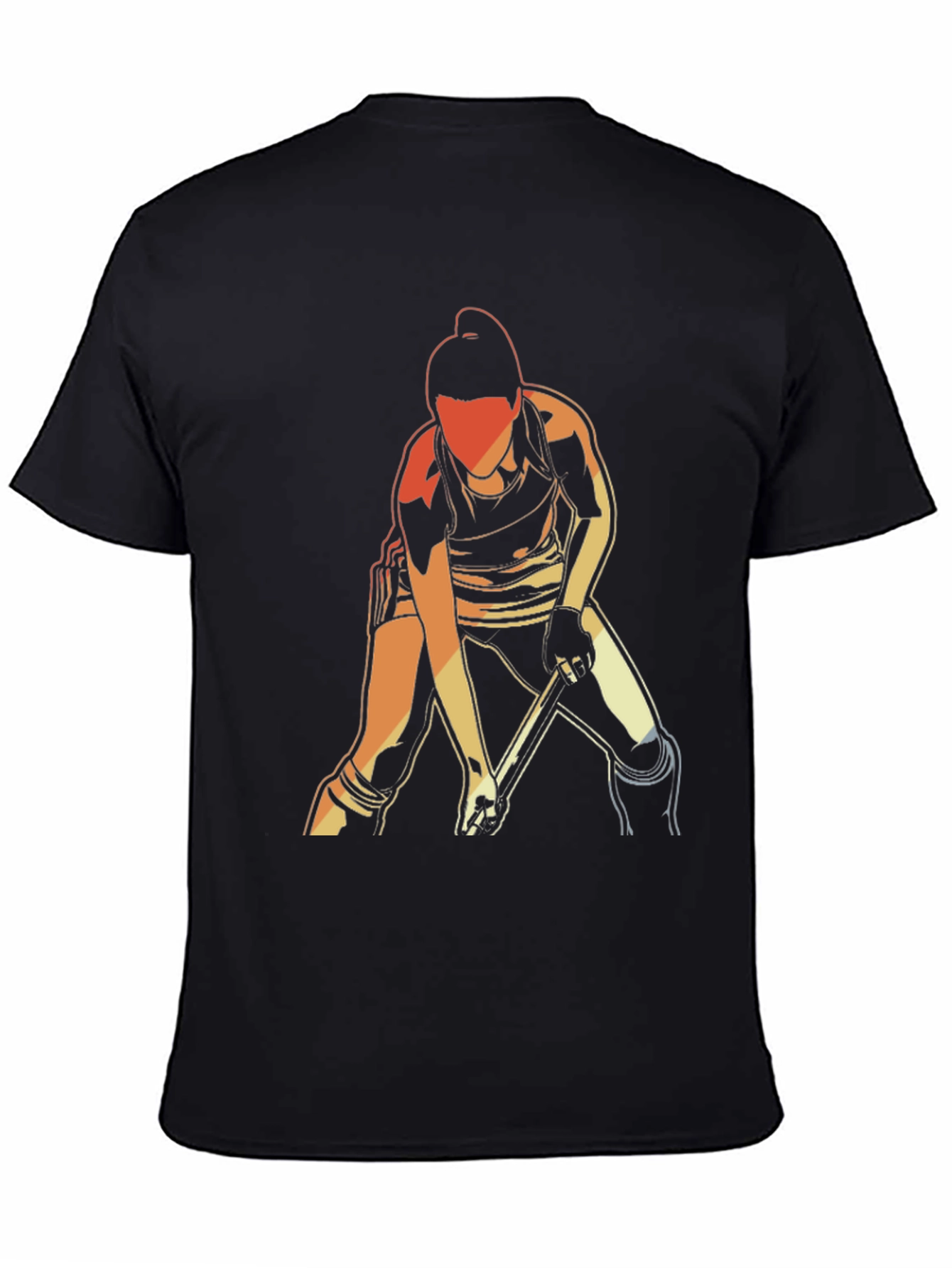 Hockey Player Graphic T-Shirt - Black Cotton Tee