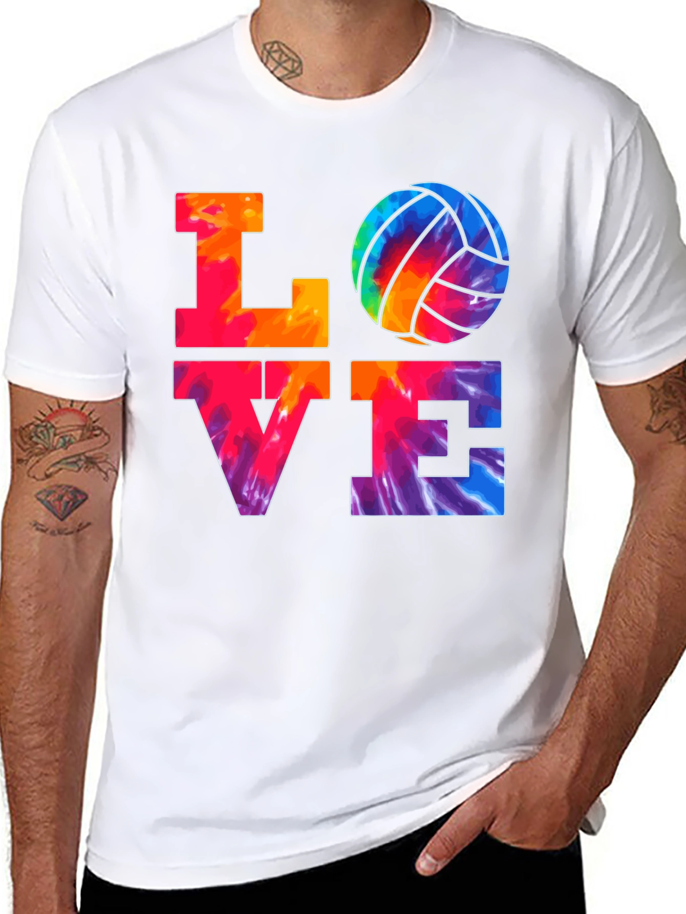 Tie Dye Volleyball Love Graphic T-Shirt