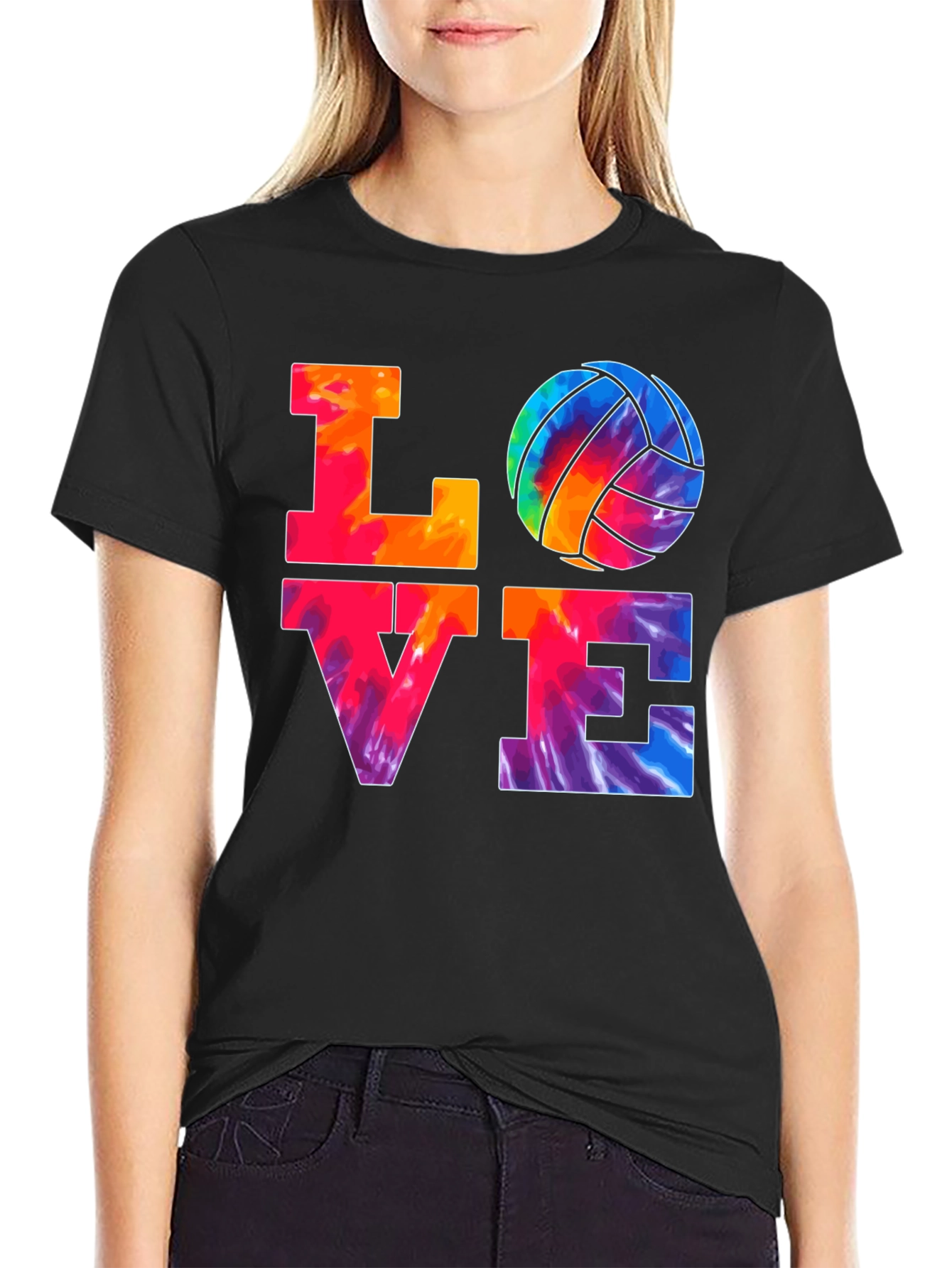 Tie Dye Volleyball Love Graphic T-Shirt