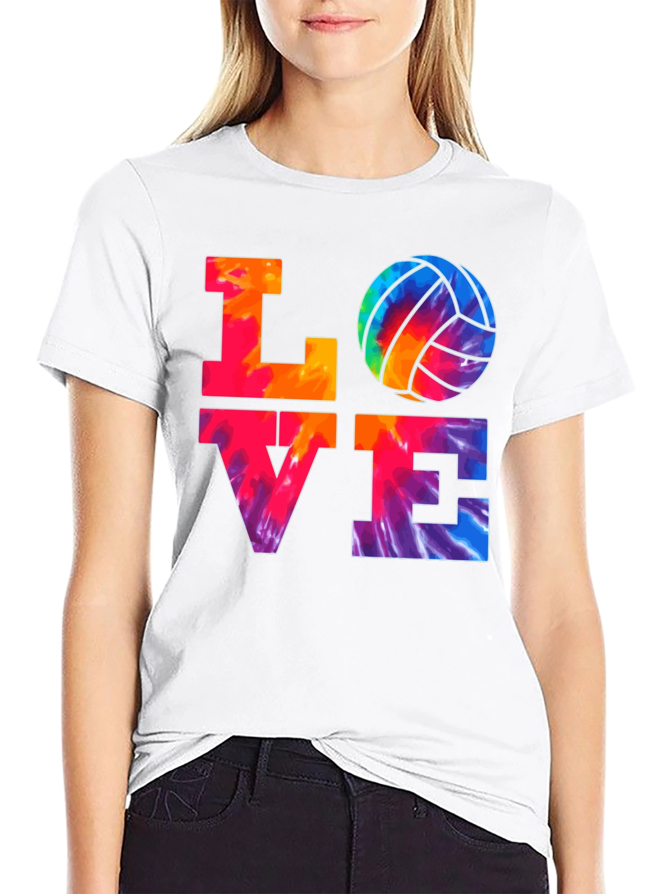 Tie Dye Volleyball Love Graphic T-Shirt