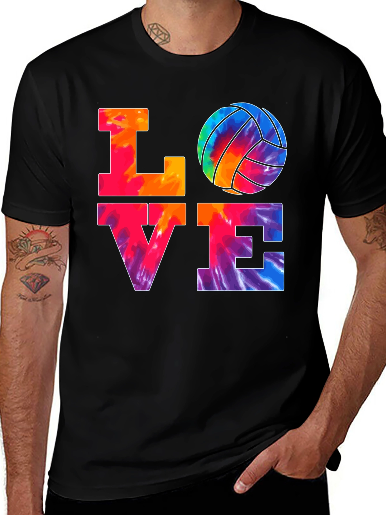 Tie Dye Volleyball Love Graphic T-Shirt