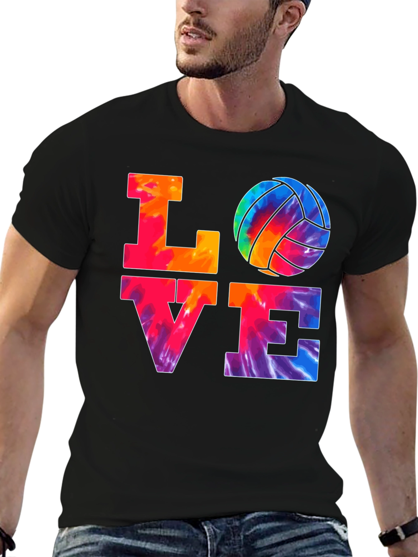 Tie Dye Volleyball Love Graphic T-Shirt