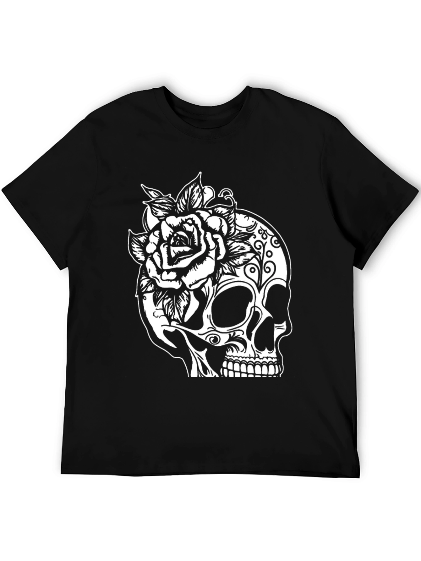 Skull & Rose Graphic Tee - Gothic Style