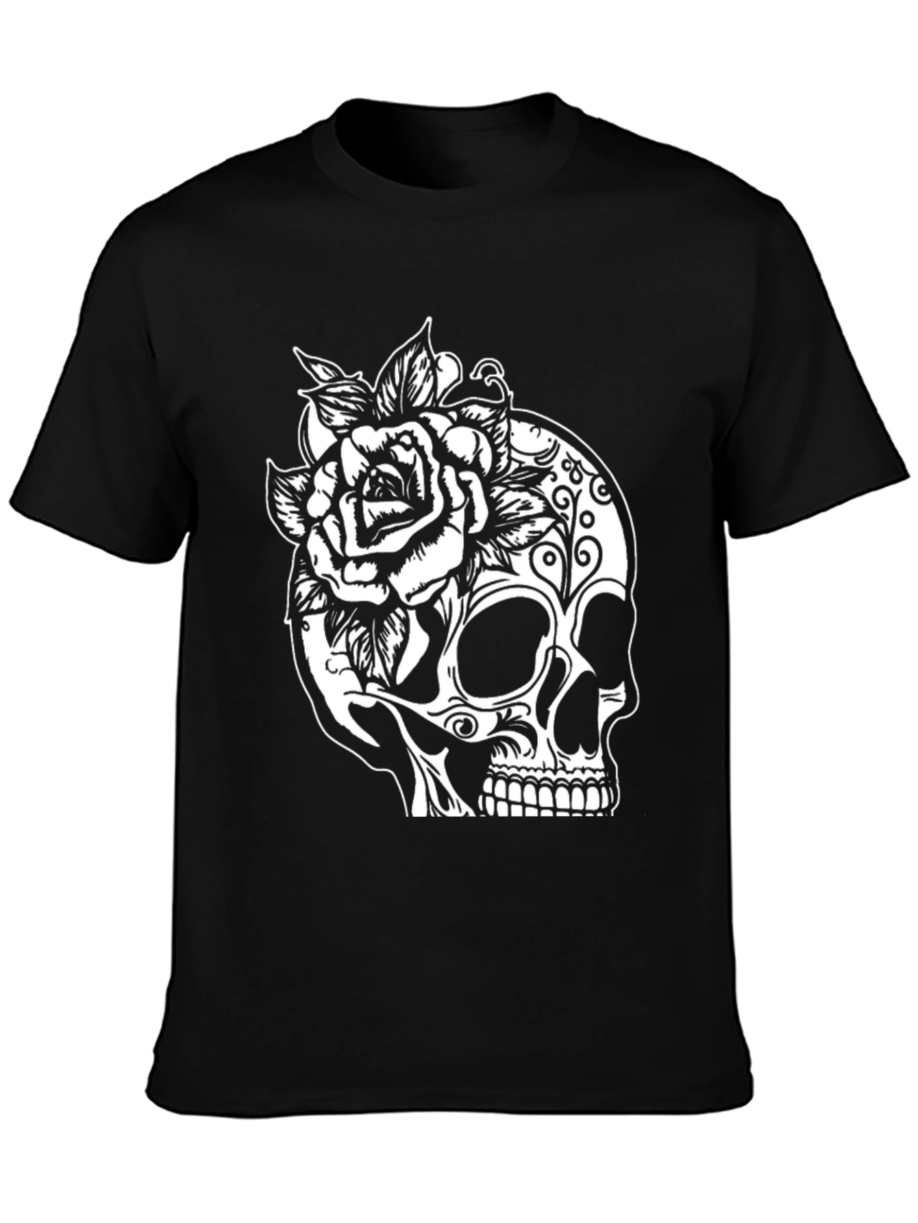 Skull & Rose Graphic Tee - Gothic Style