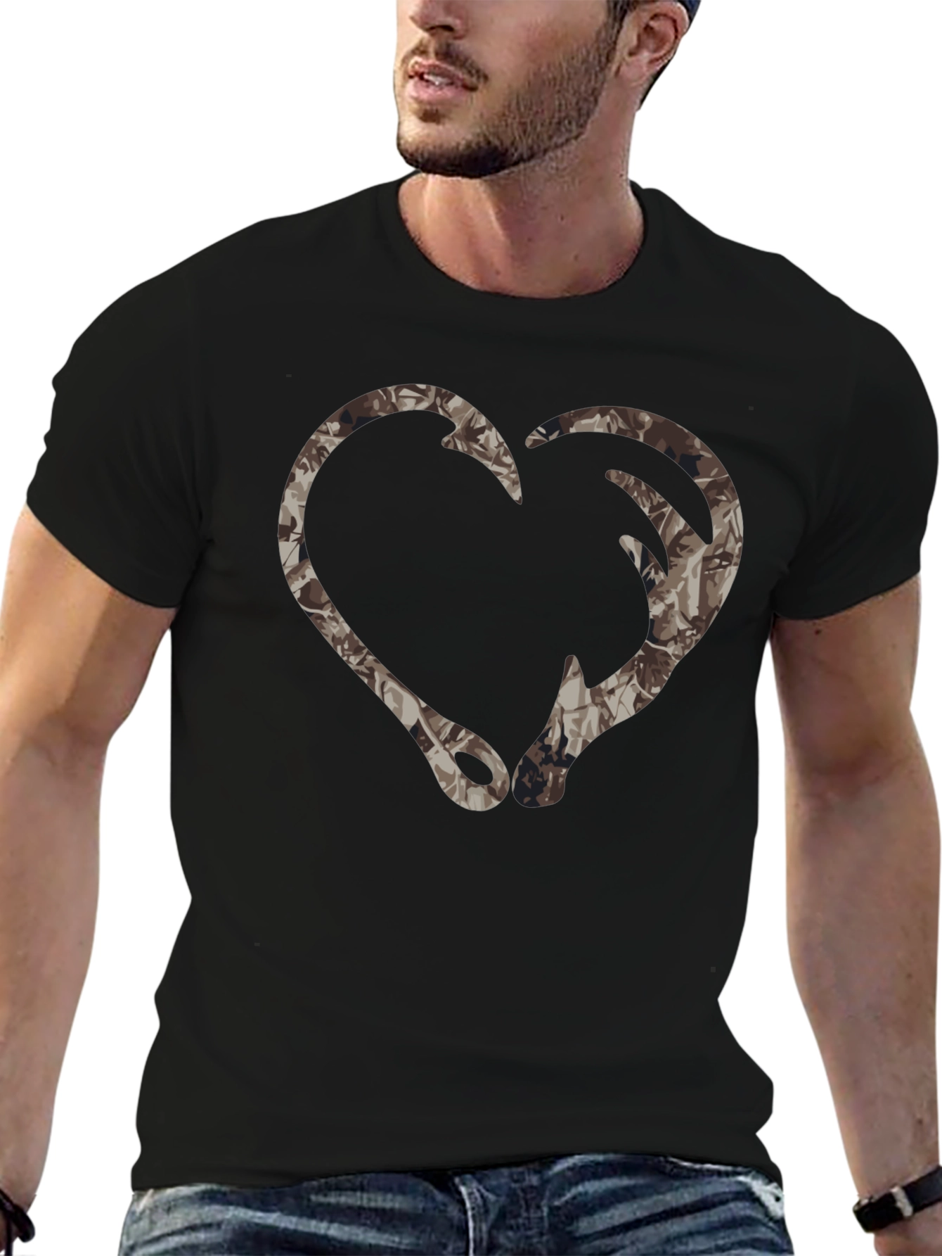 Camo Heart Fishing Hook T-Shirt - Outdoor Apparel
