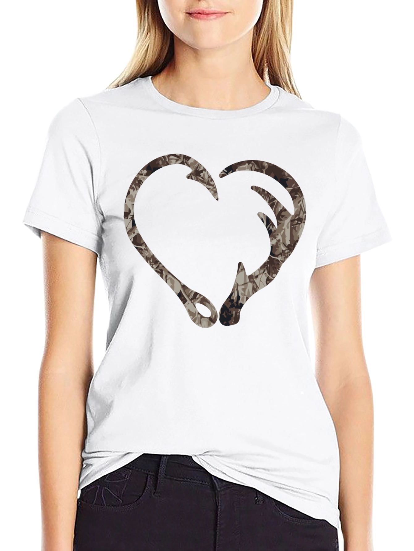Camo Heart Fishing Hook T-Shirt - Outdoor Apparel