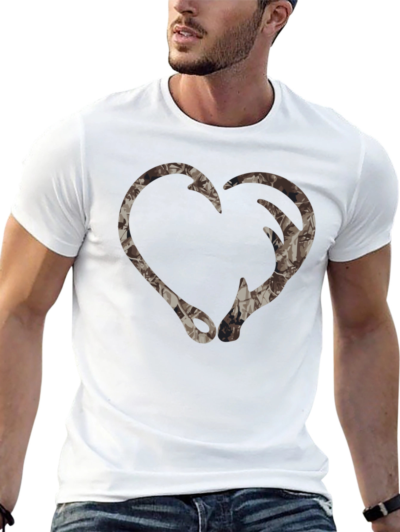 Camo Heart Fishing Hook T-Shirt - Outdoor Apparel