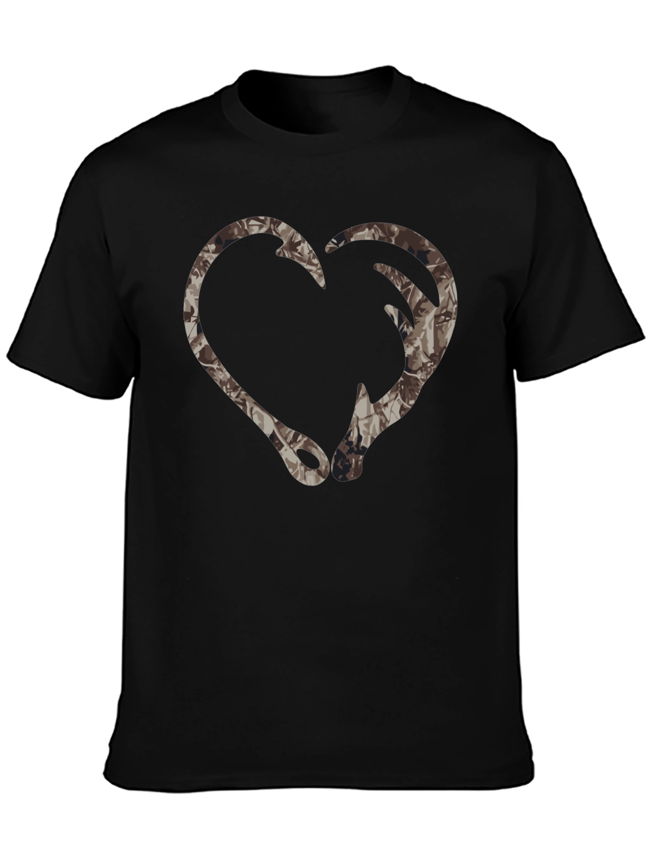 Camo Heart Fishing Hook T-Shirt - Outdoor Apparel