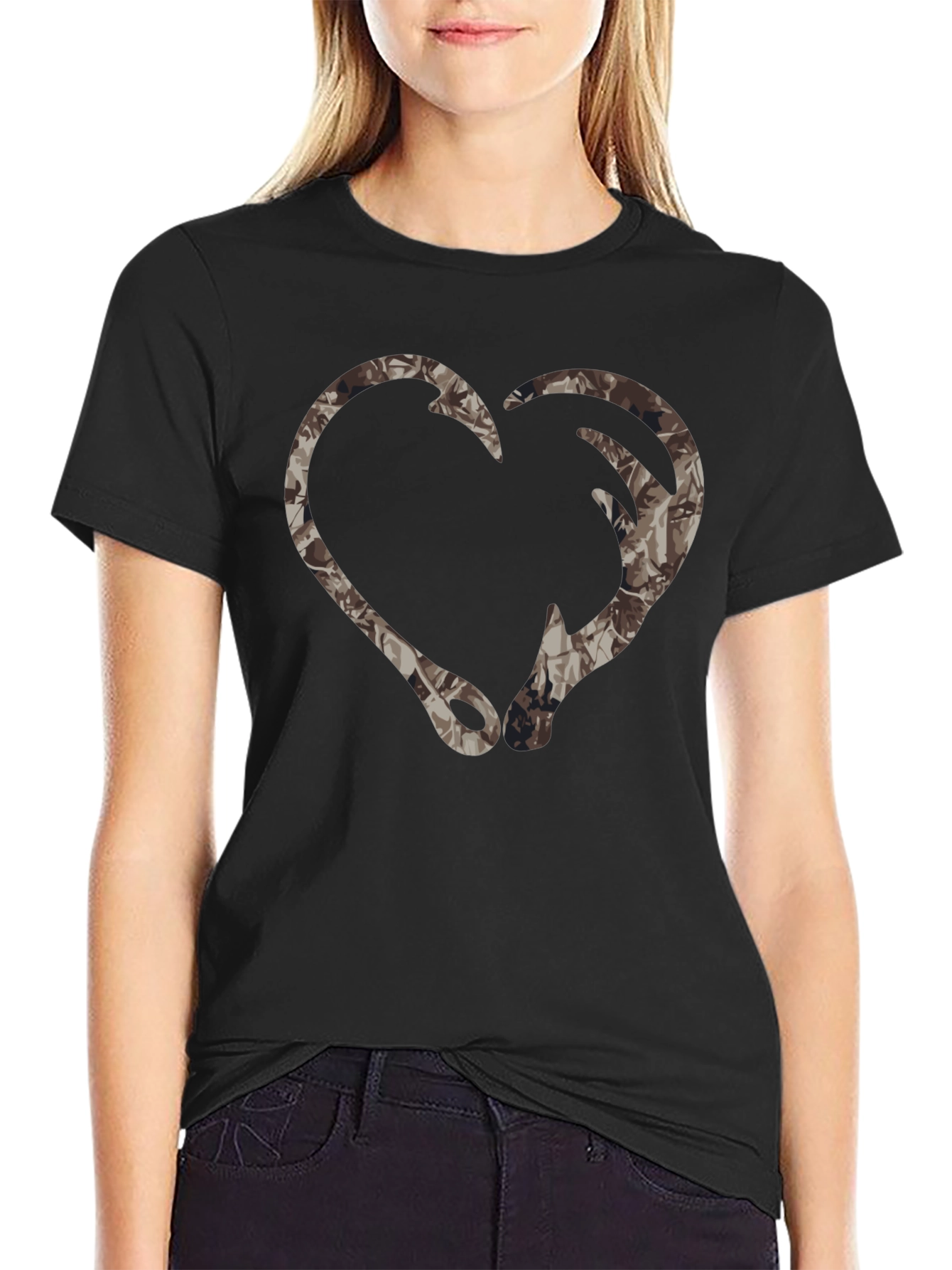 Camo Heart Fishing Hook T-Shirt - Outdoor Apparel