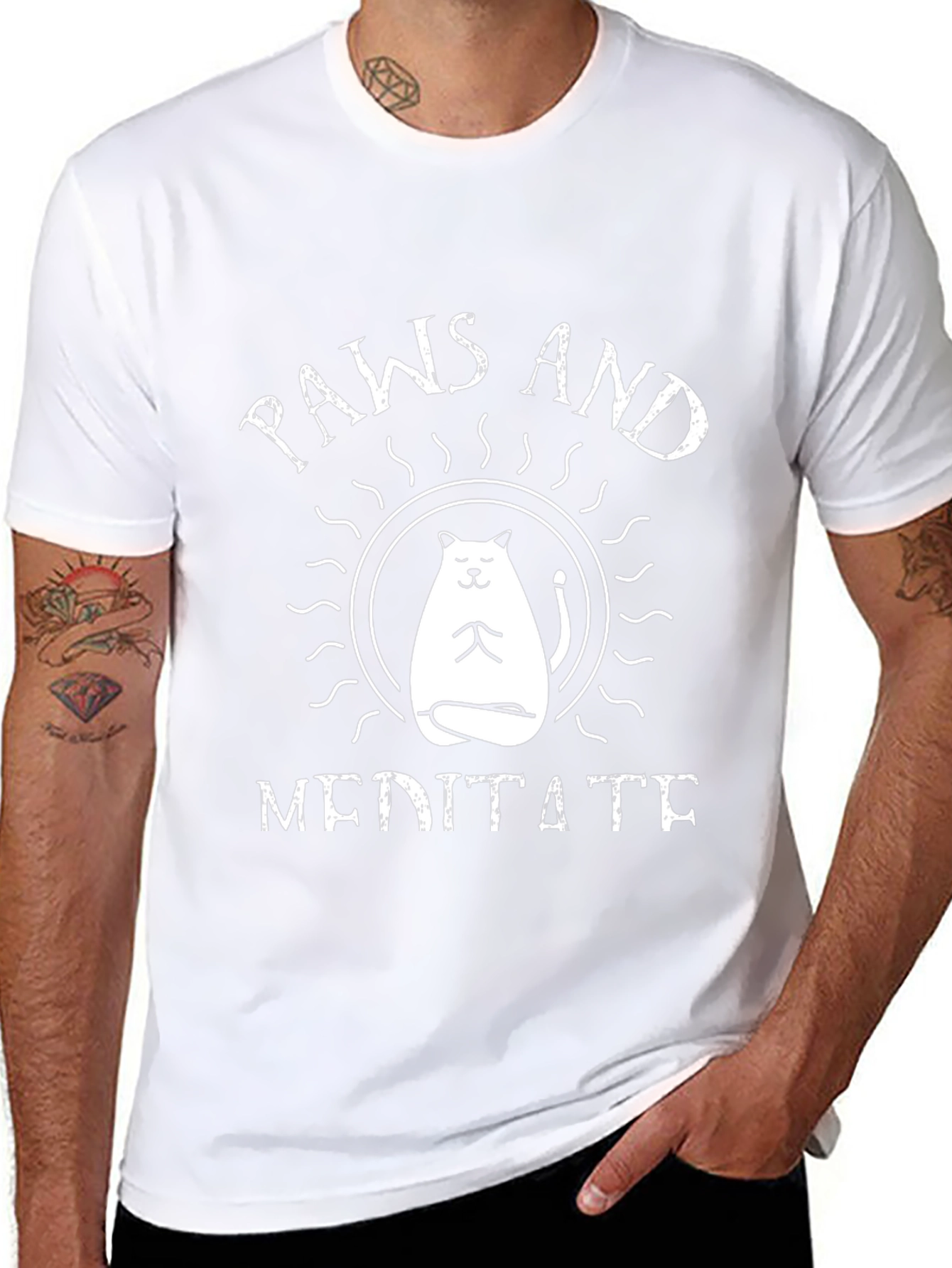 Paws and Meditate Black T-Shirt