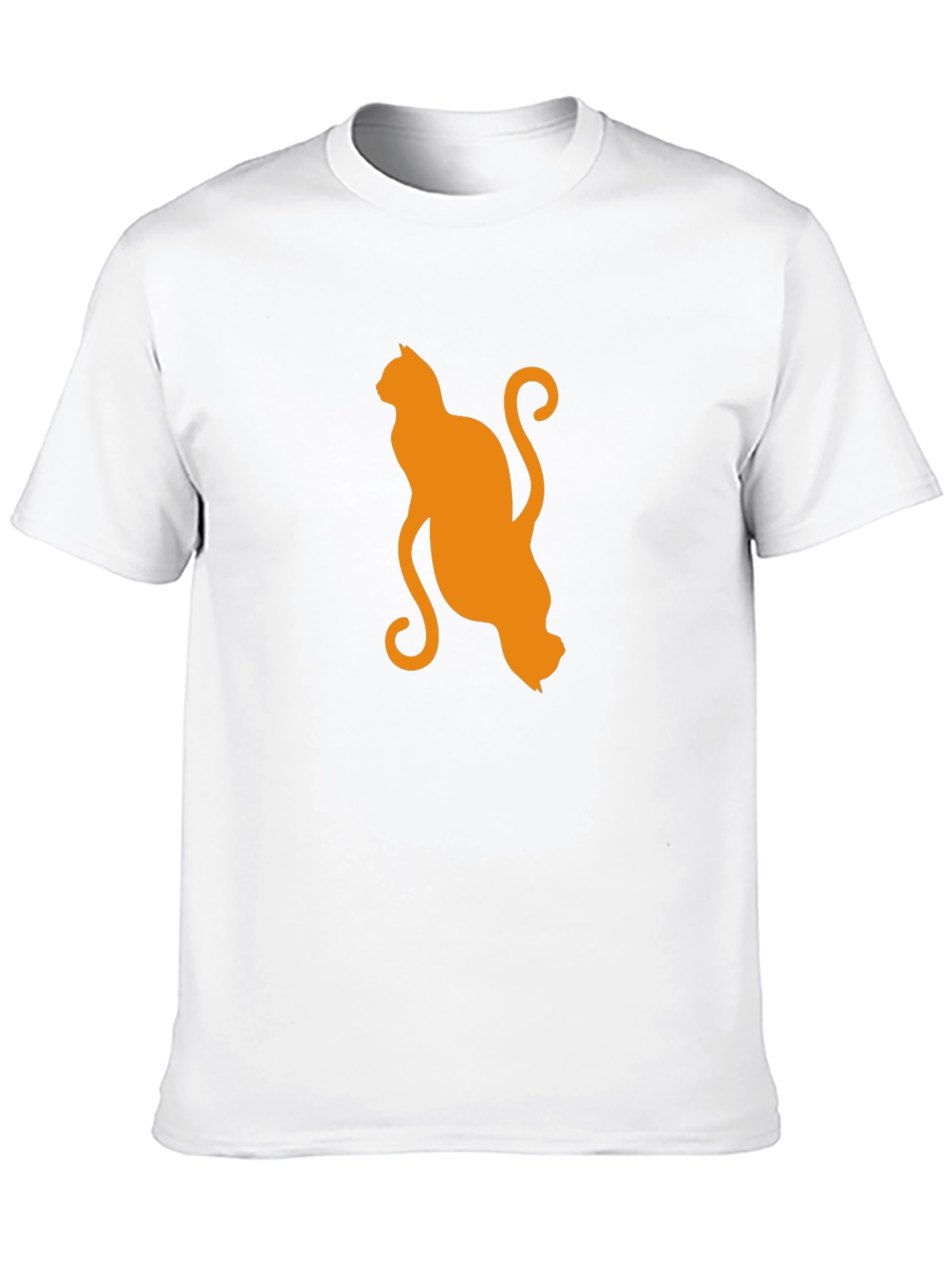 Orange Cat Silhouette Black T-Shirt