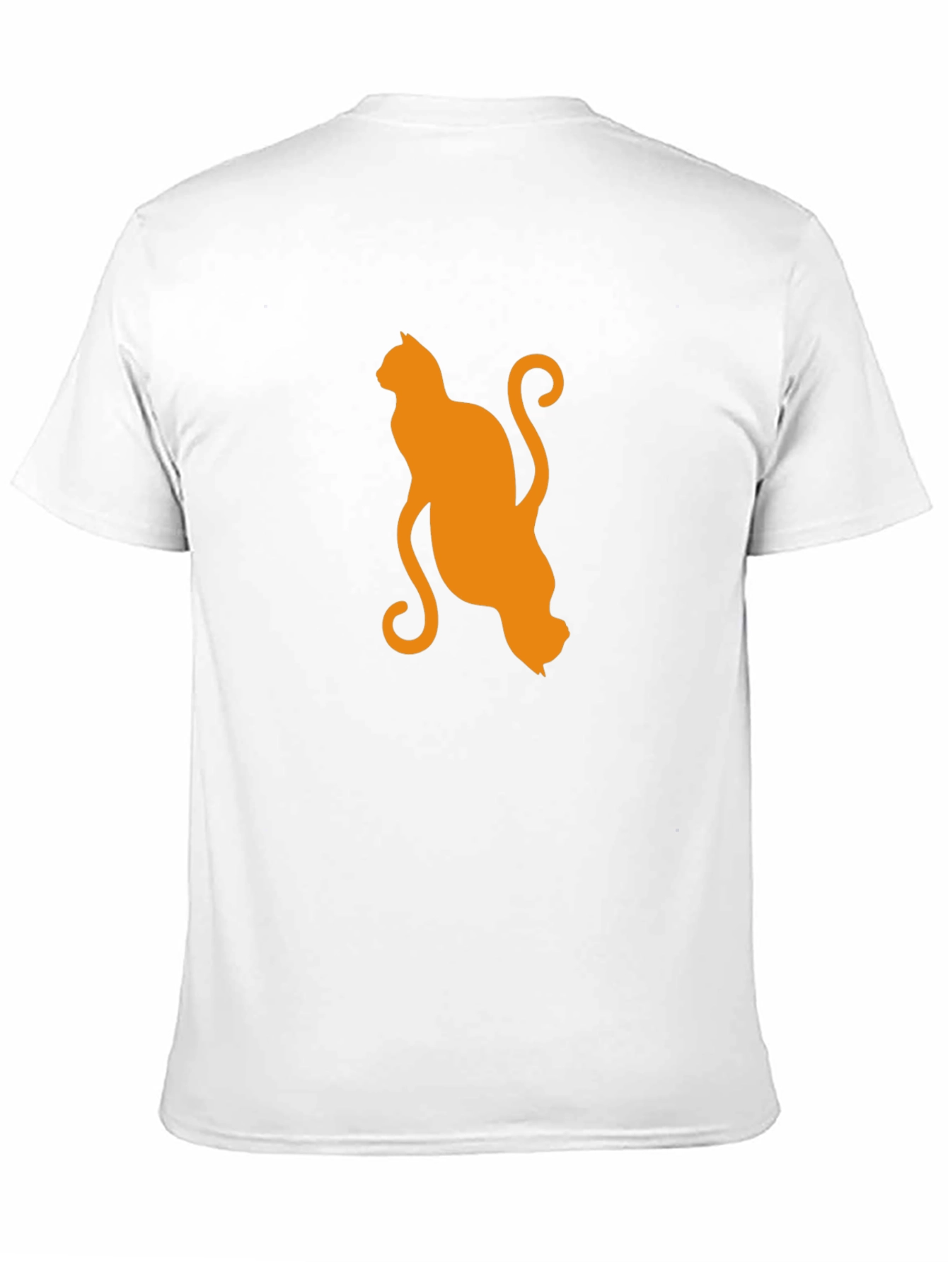 Orange Cat Silhouette Black T-Shirt