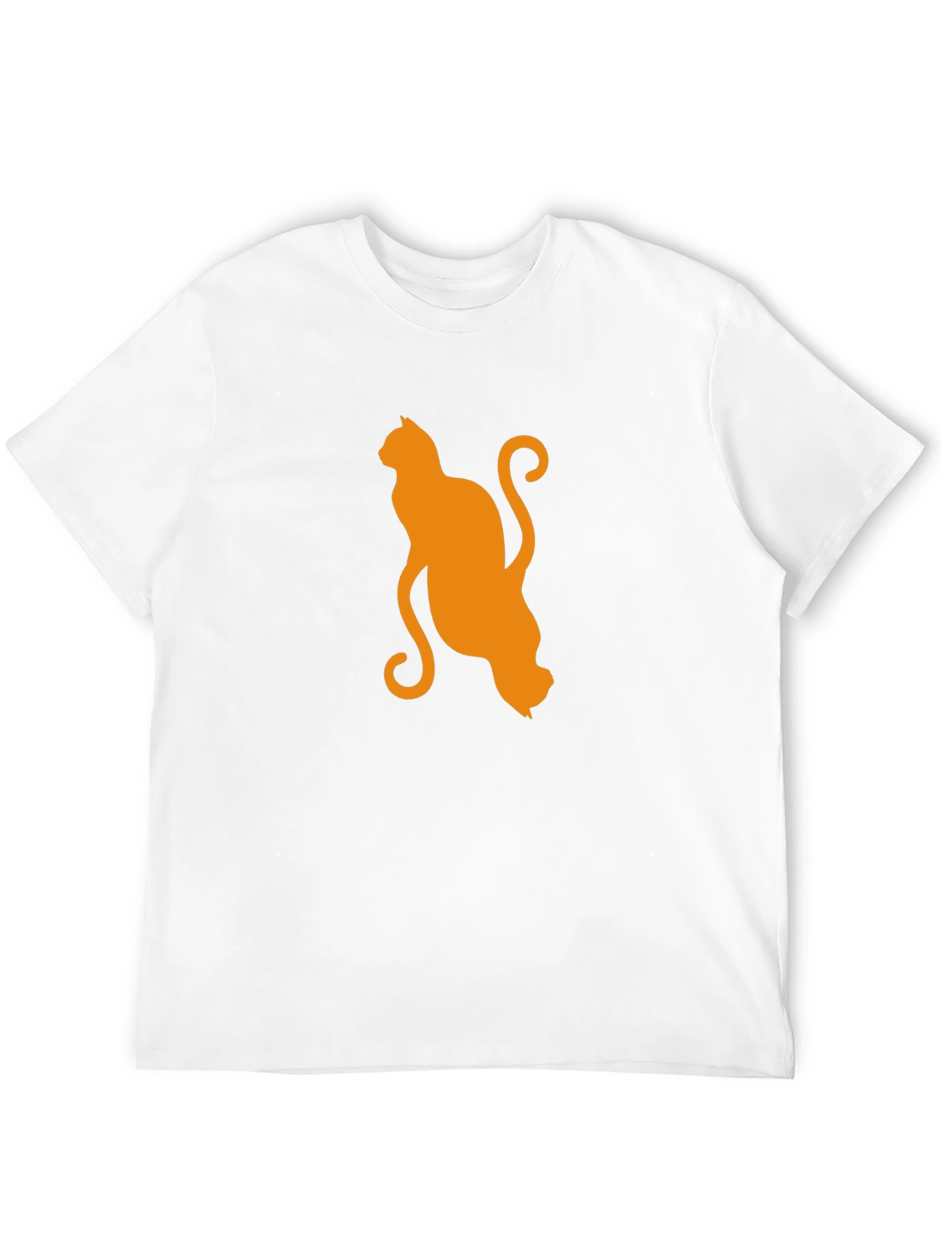 Orange Cat Silhouette Black T-Shirt