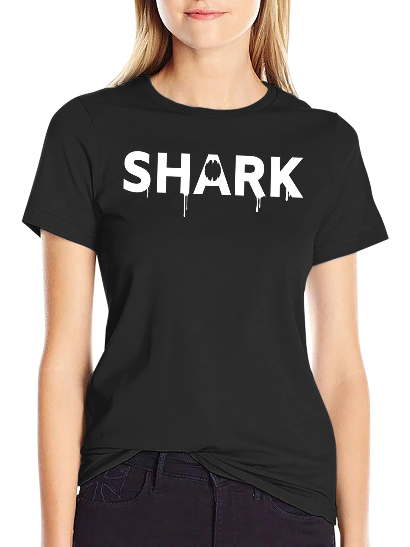Mens Shark Graphic Print Black T-Shirt