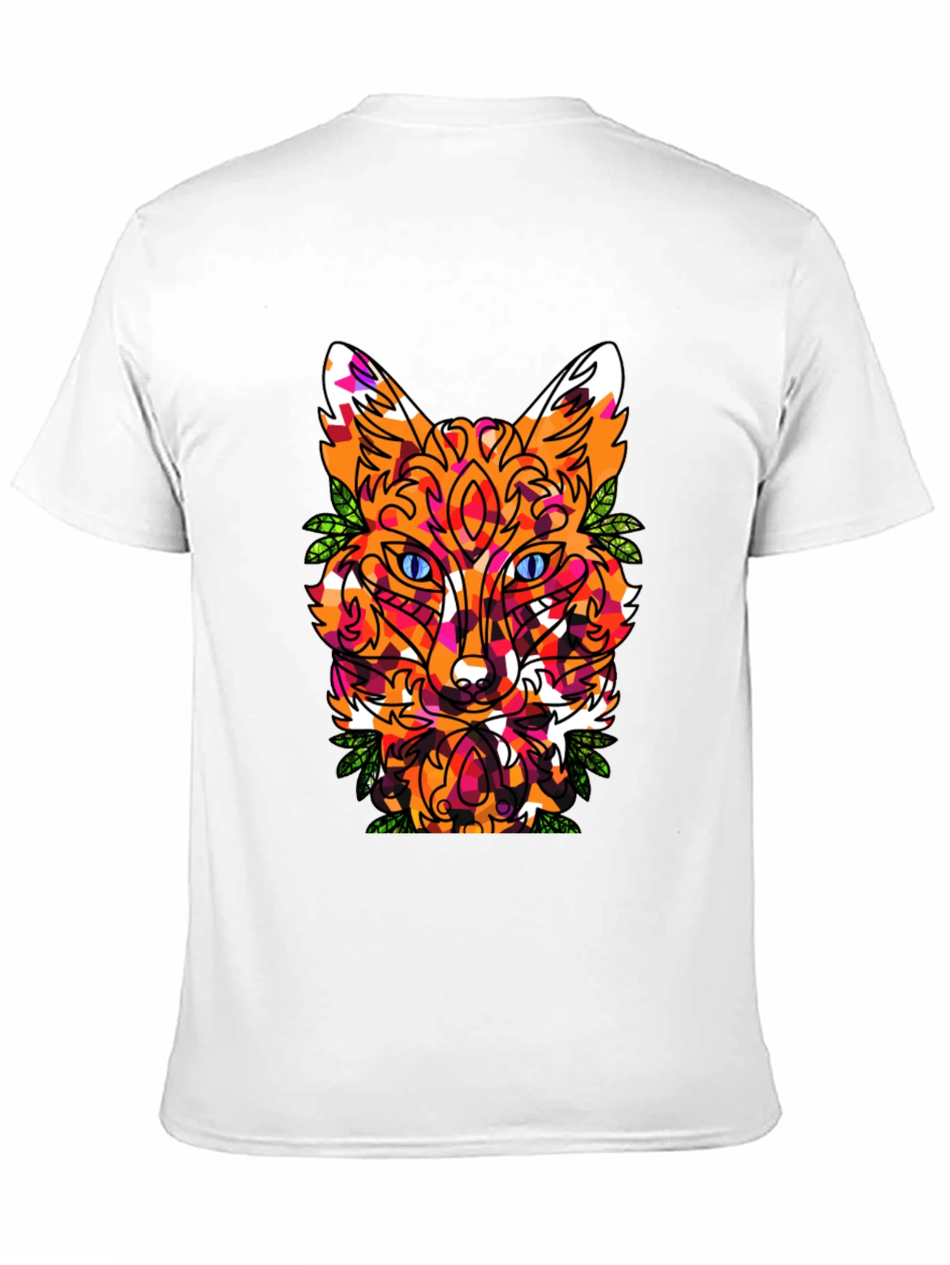 Geometric Fox Head Graphic Print Crew Neck T-Shirt