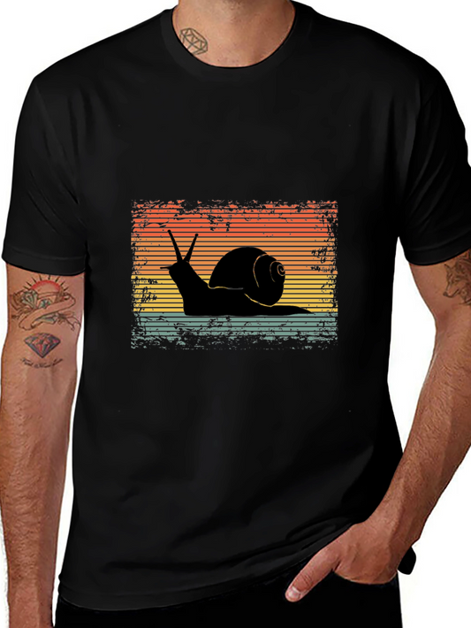 Retro Snail Graphic Tee - Vintage Style Black T-Shirt