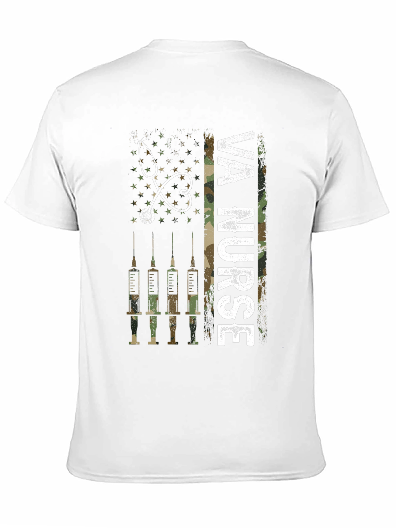 VA Nurse Camo American Flag T-Shirt