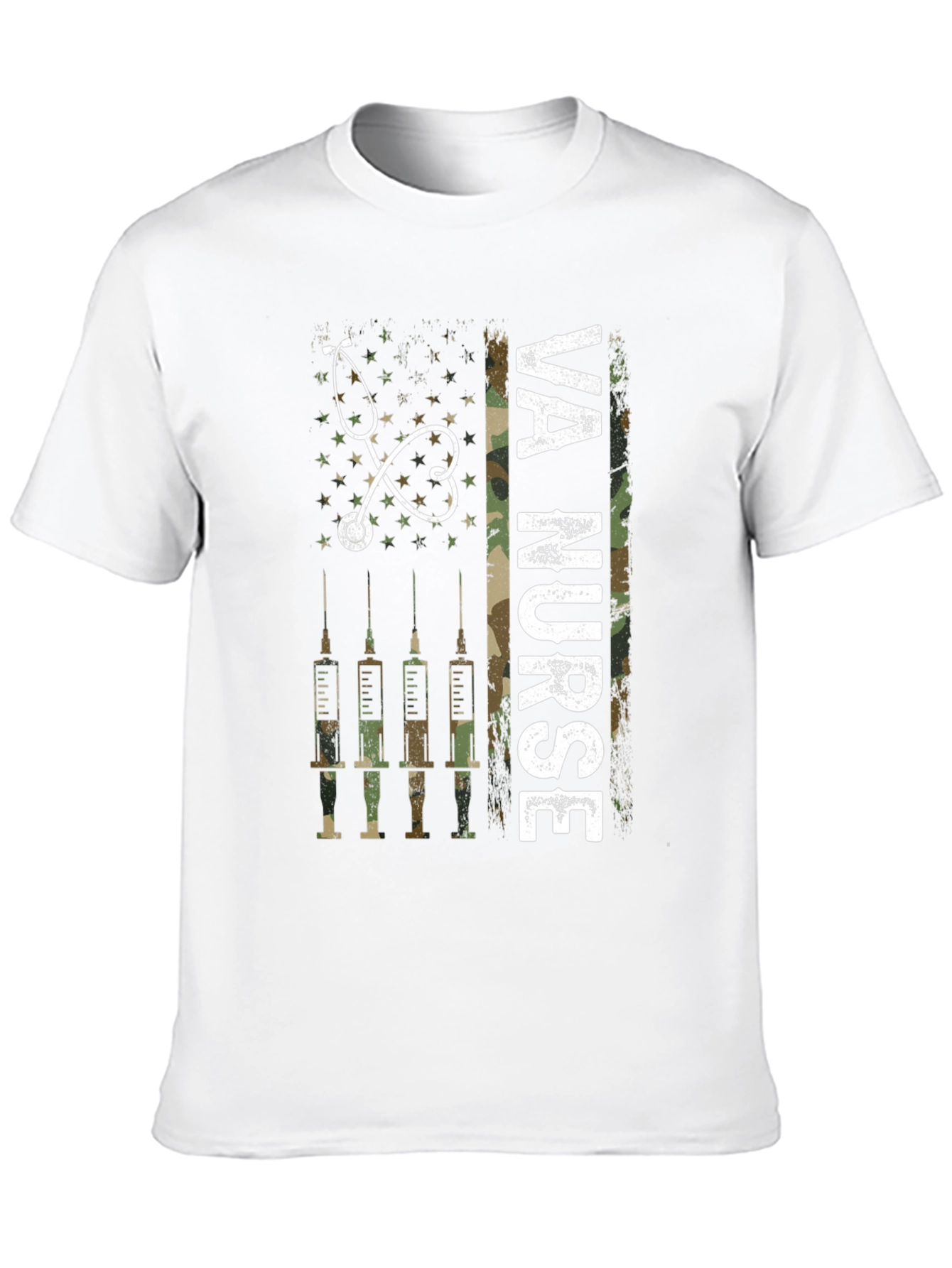 VA Nurse Camo American Flag T-Shirt