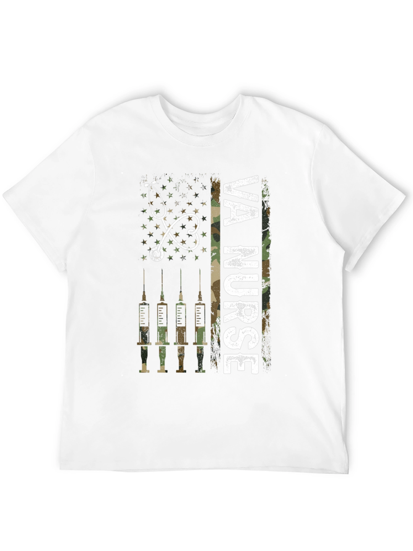 VA Nurse Camo American Flag T-Shirt