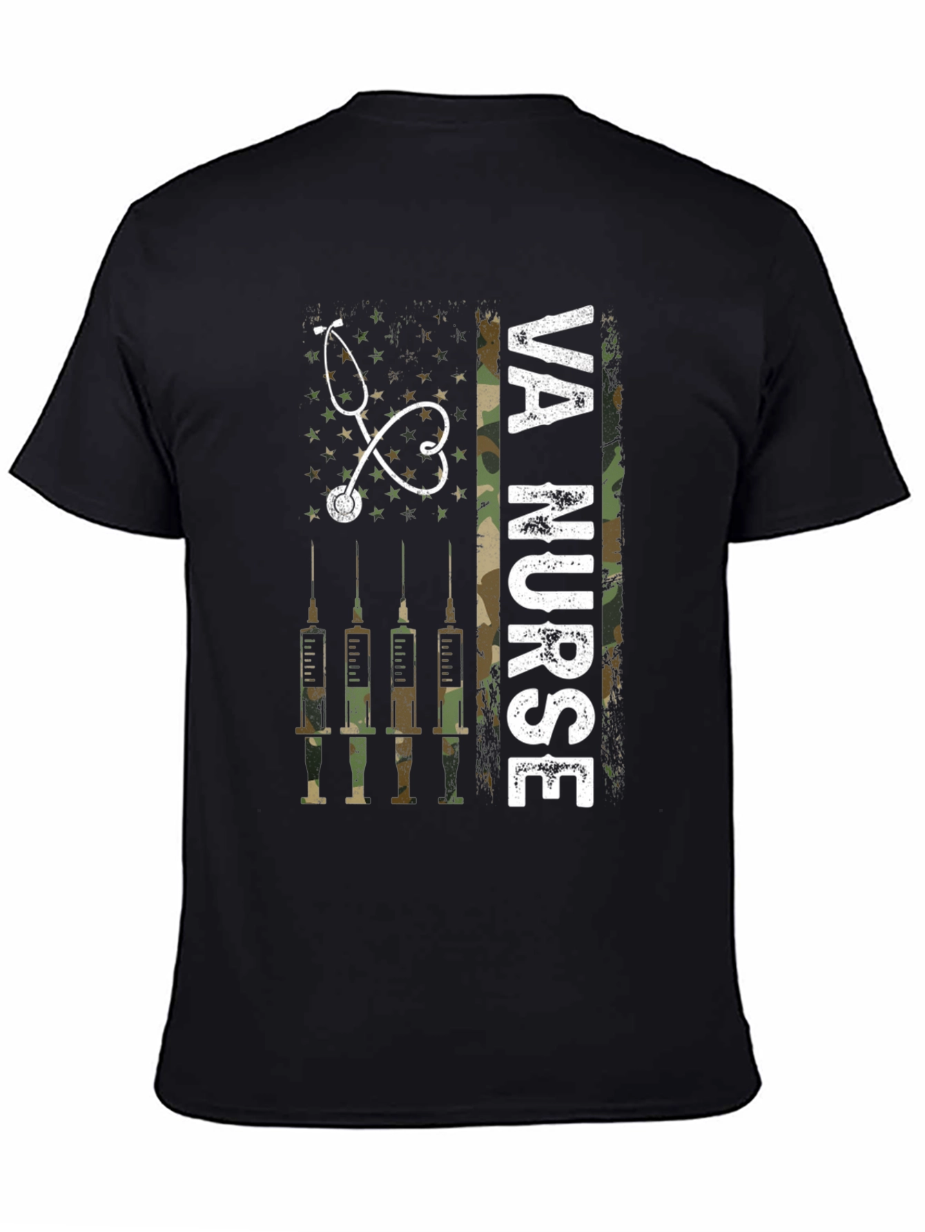 VA Nurse Camo American Flag T-Shirt