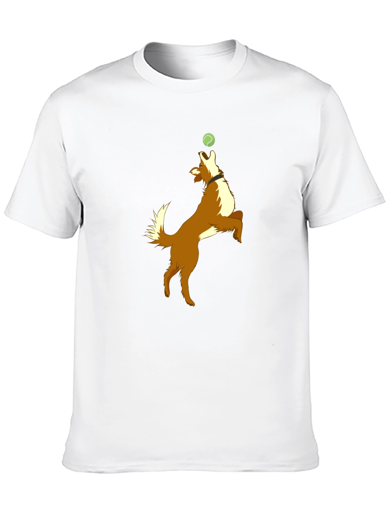Dog Catching Ball Graphic Black T-Shirt