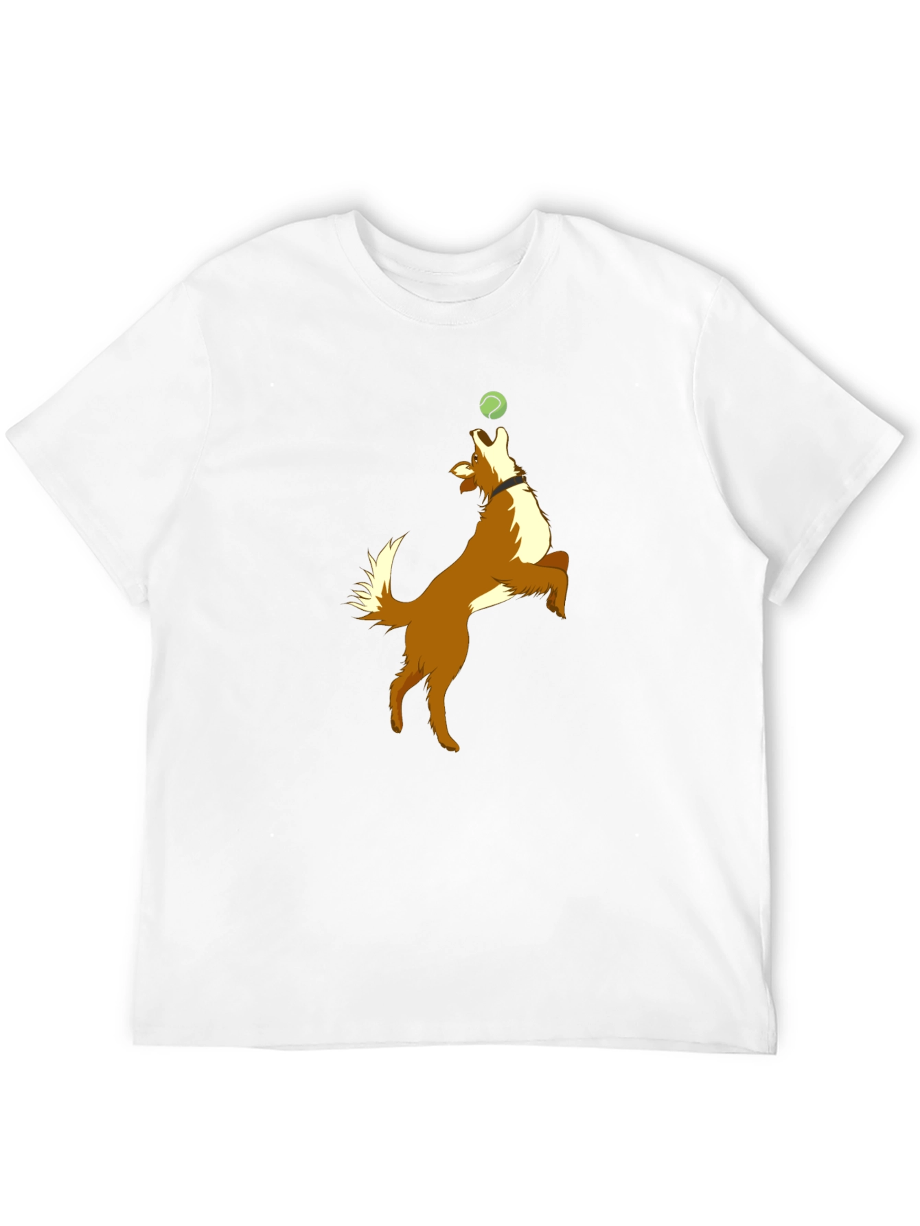Dog Catching Ball Graphic Black T-Shirt