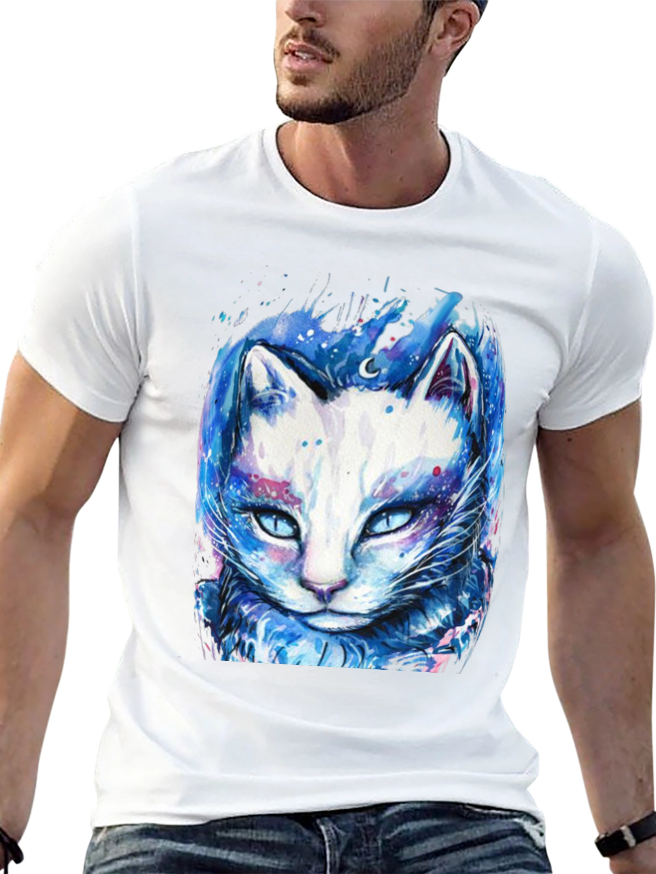 Cosmic Cat Graphic Tee - Black T-Shirt