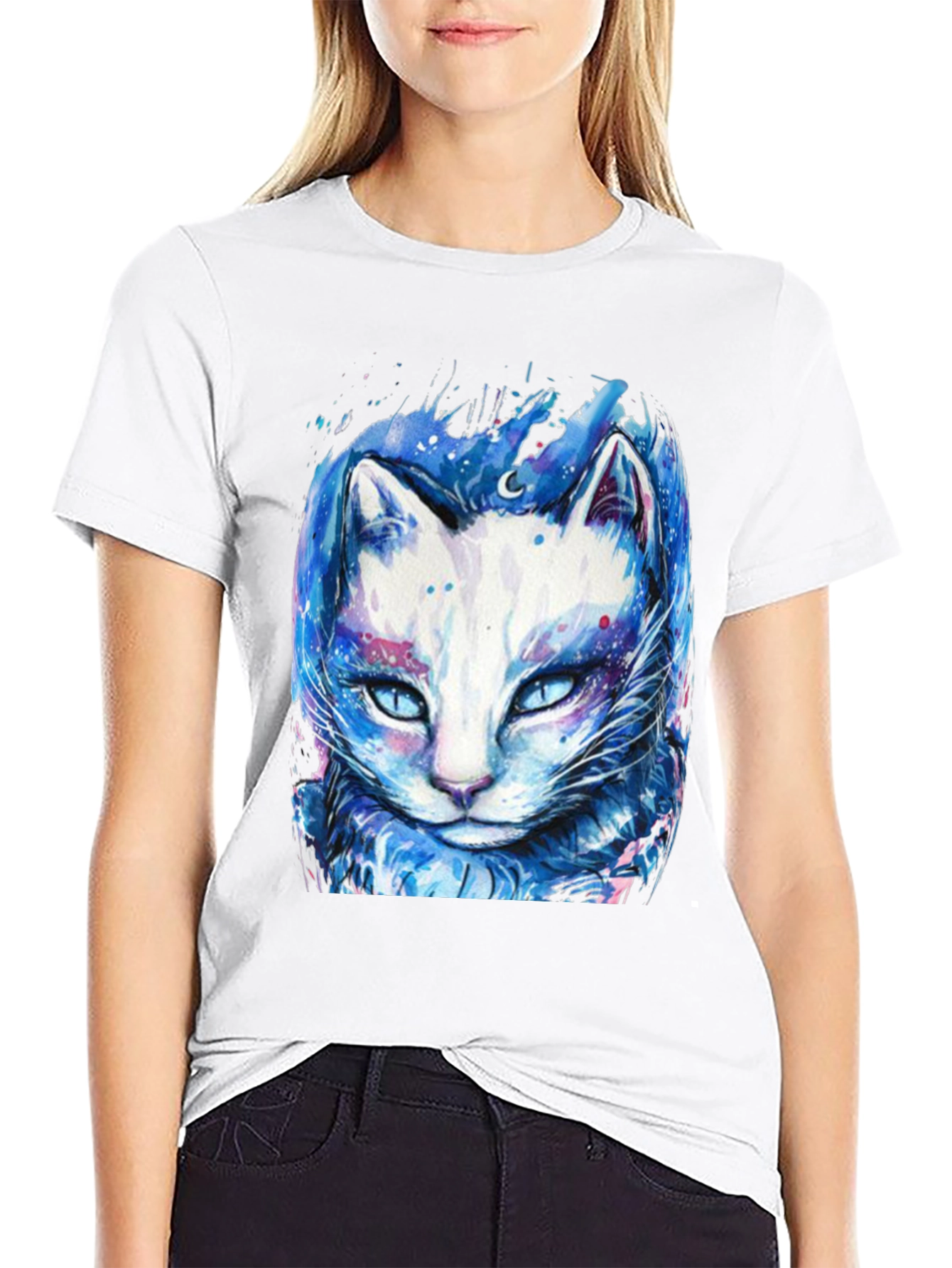 Cosmic Cat Graphic Tee - Black T-Shirt
