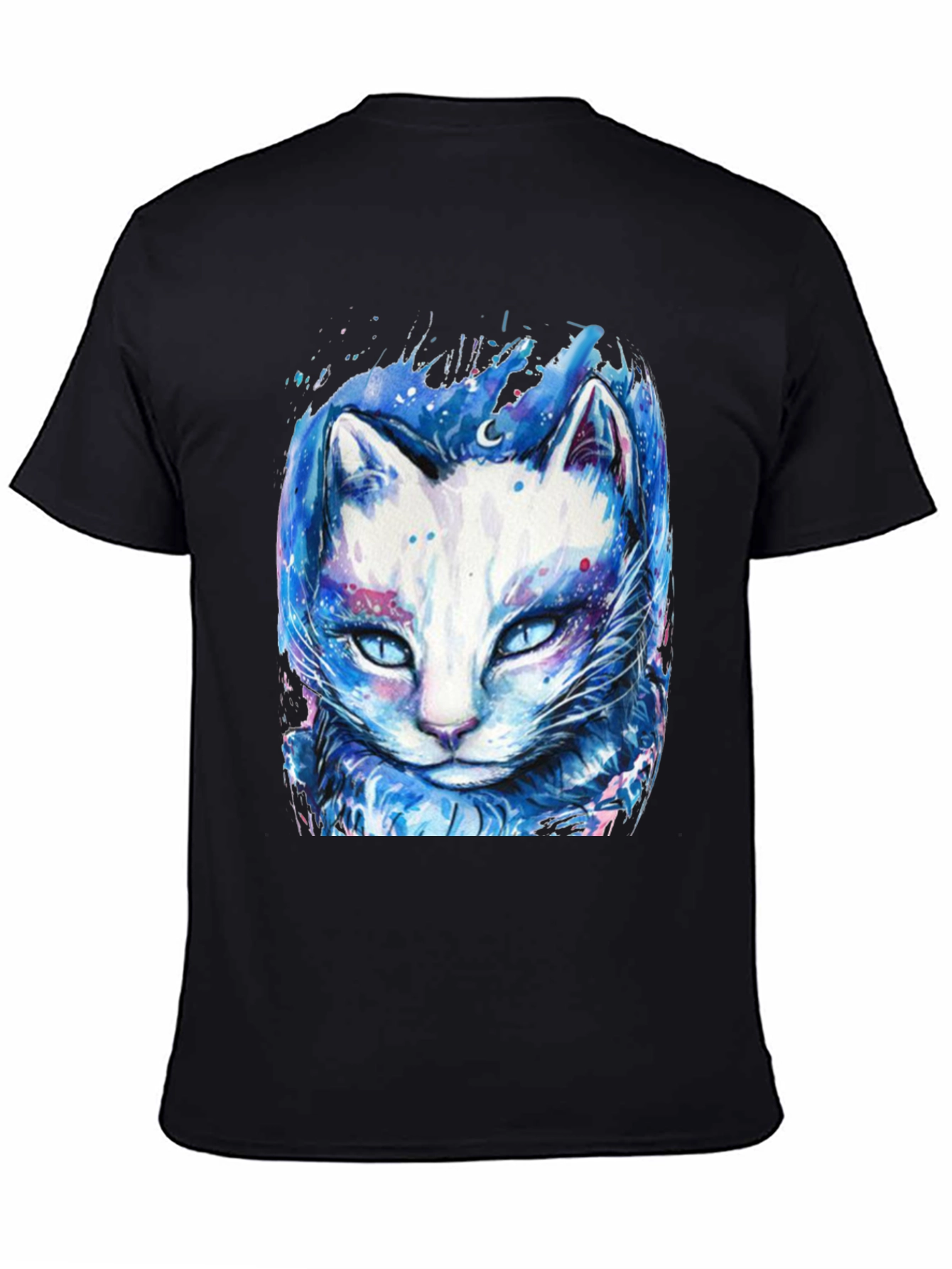 Cosmic Cat Graphic Tee - Black T-Shirt