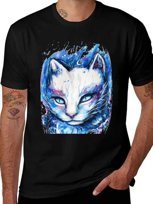 Cosmic Cat Graphic Tee - Black T-Shirt