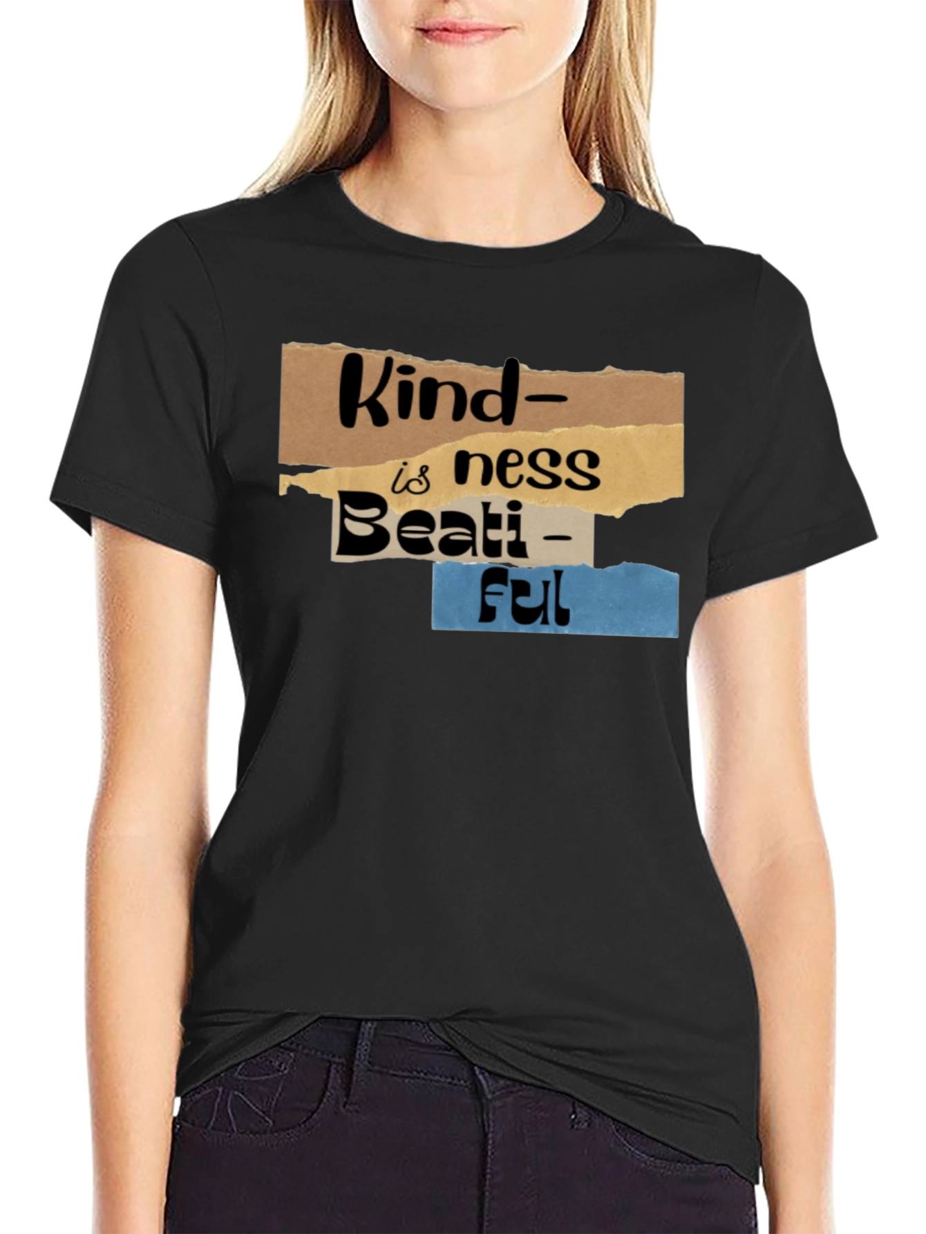 Kindness is Beautiful Graphic Tee - Black Cotton Blend