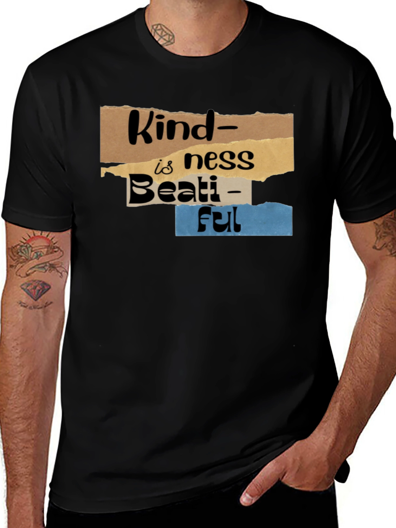 Kindness is Beautiful Graphic Tee - Black Cotton Blend