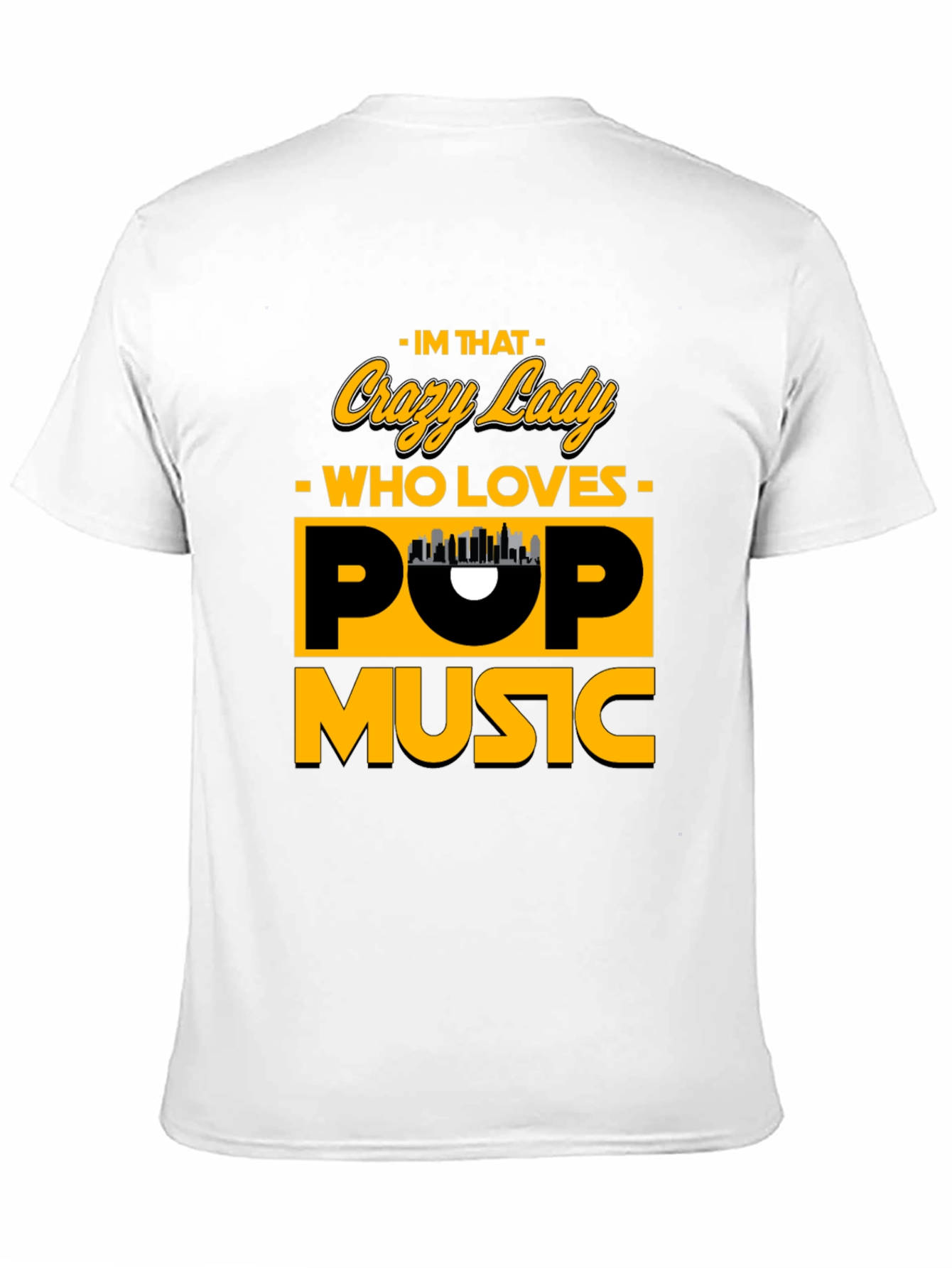 Crazy Lady Pop Music Black T-Shirt