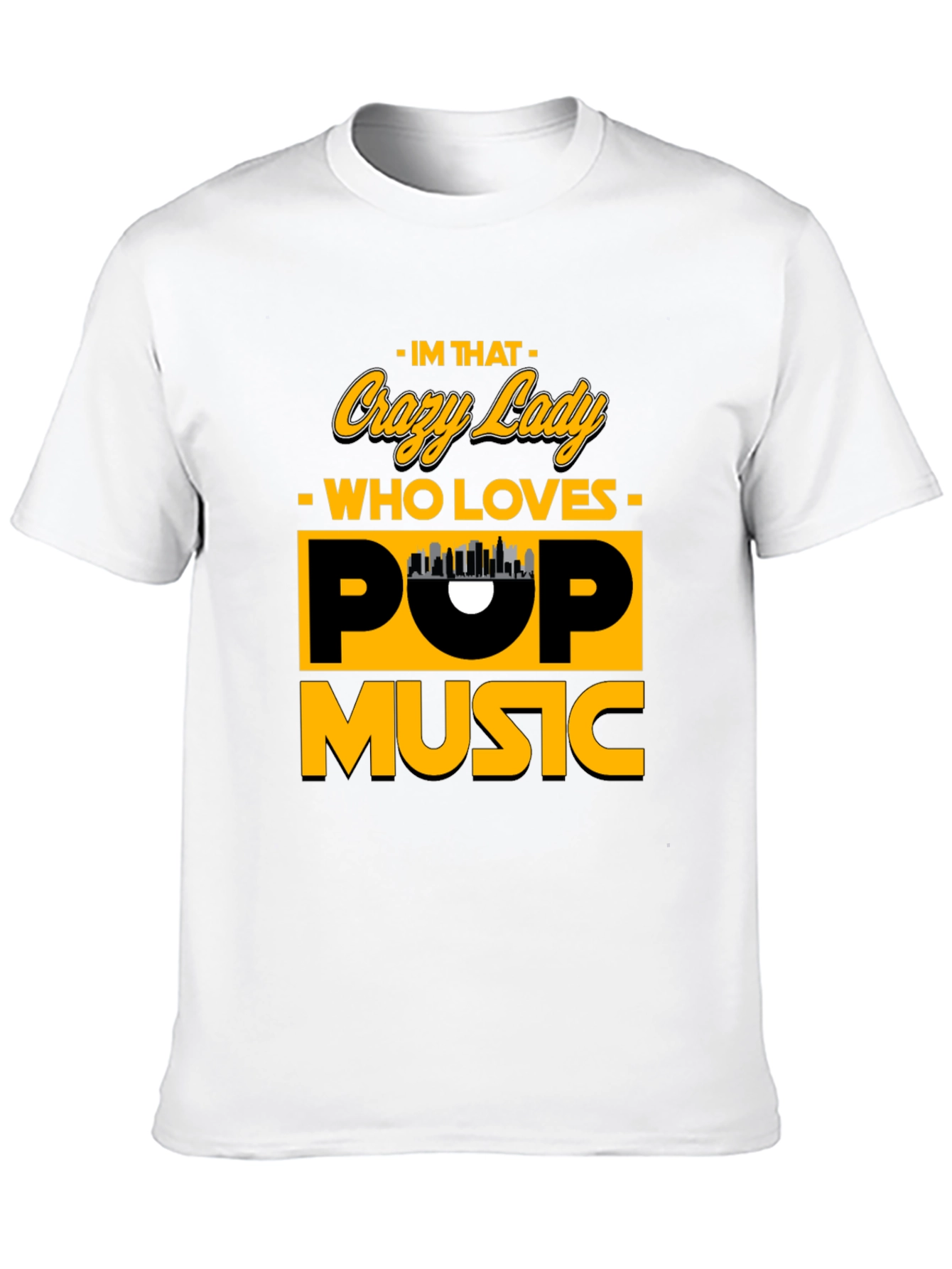 Crazy Lady Pop Music Black T-Shirt
