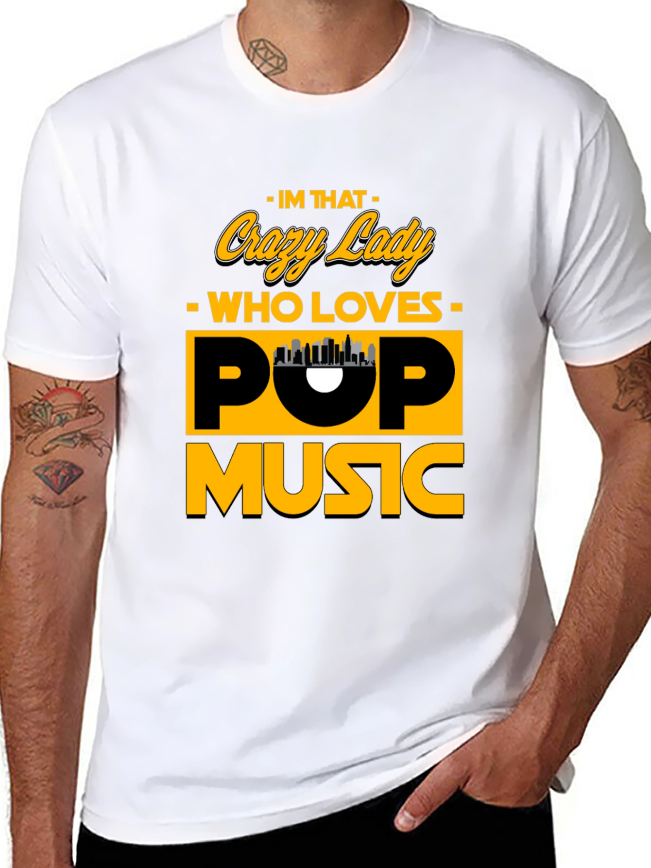 Crazy Lady Pop Music Black T-Shirt
