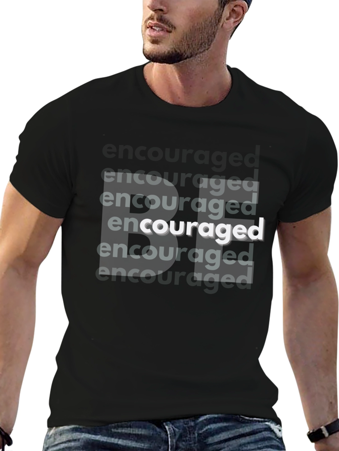 Encouraged Graphic T-Shirt - Bold Black Tee