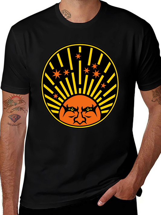 Angry Sun Graphic Tee - Black Cotton T-Shirt