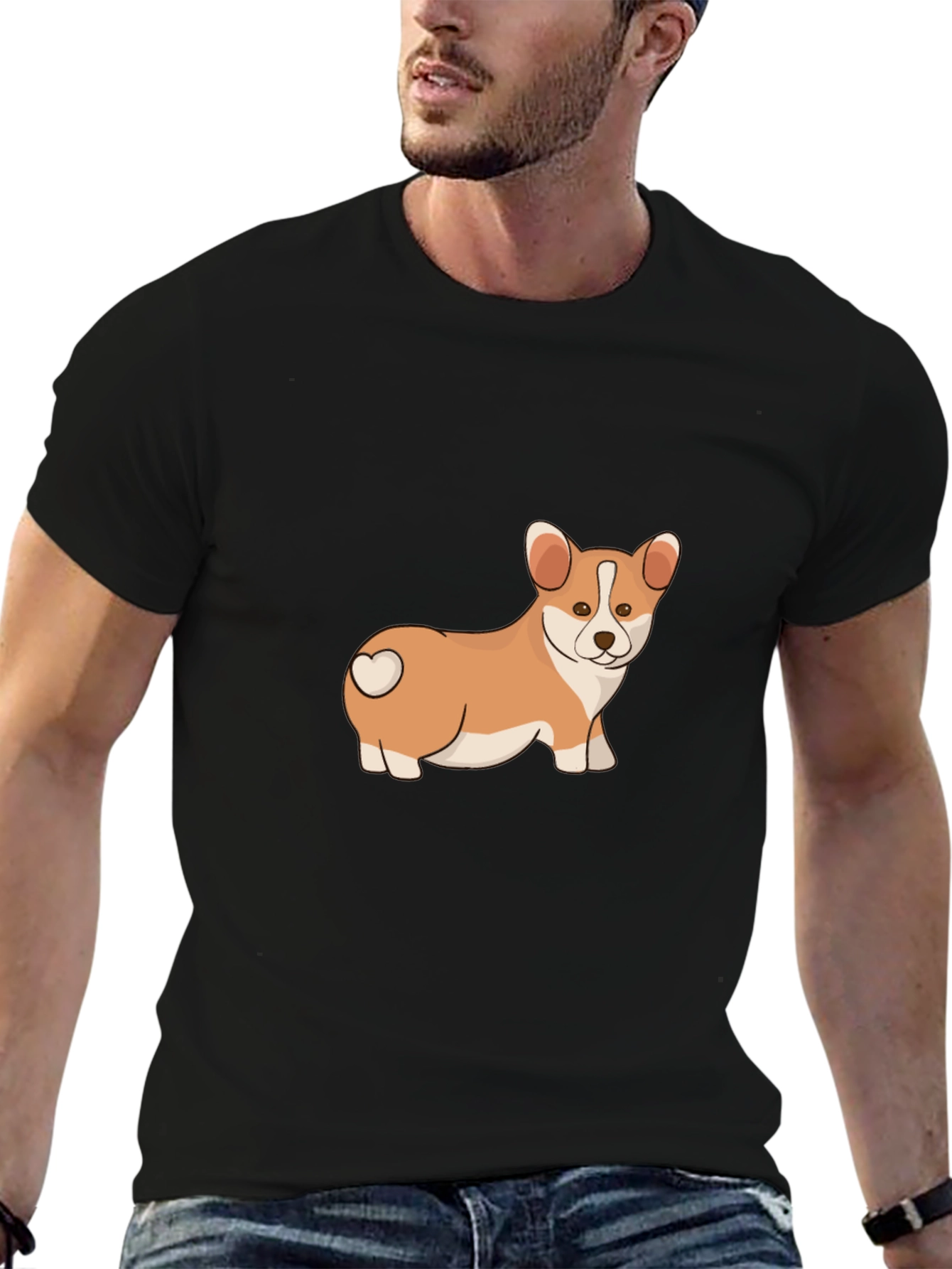 Corgi Love Mens Black T-Shirt